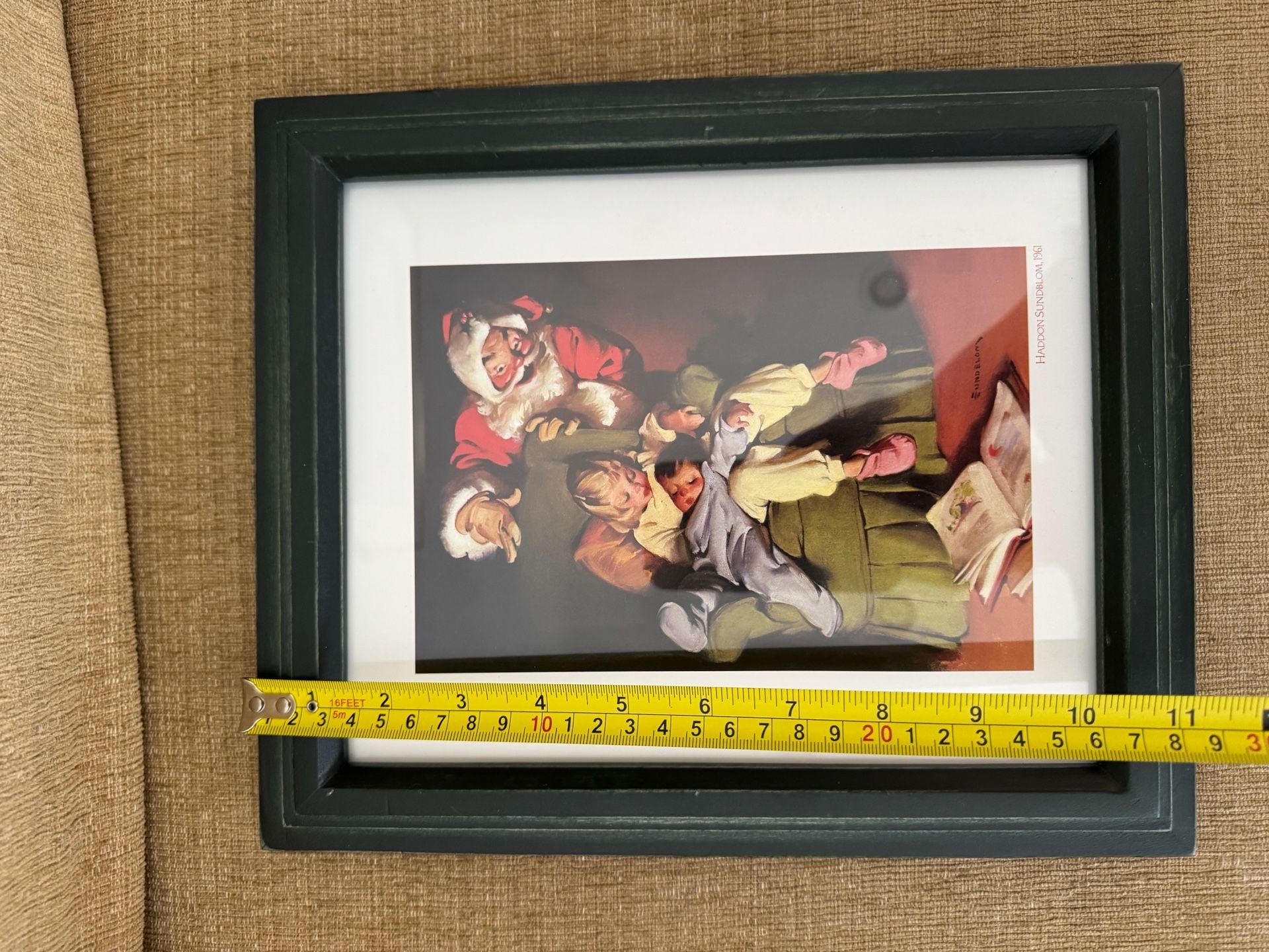 Vintage Santa and Children Framed Art 3