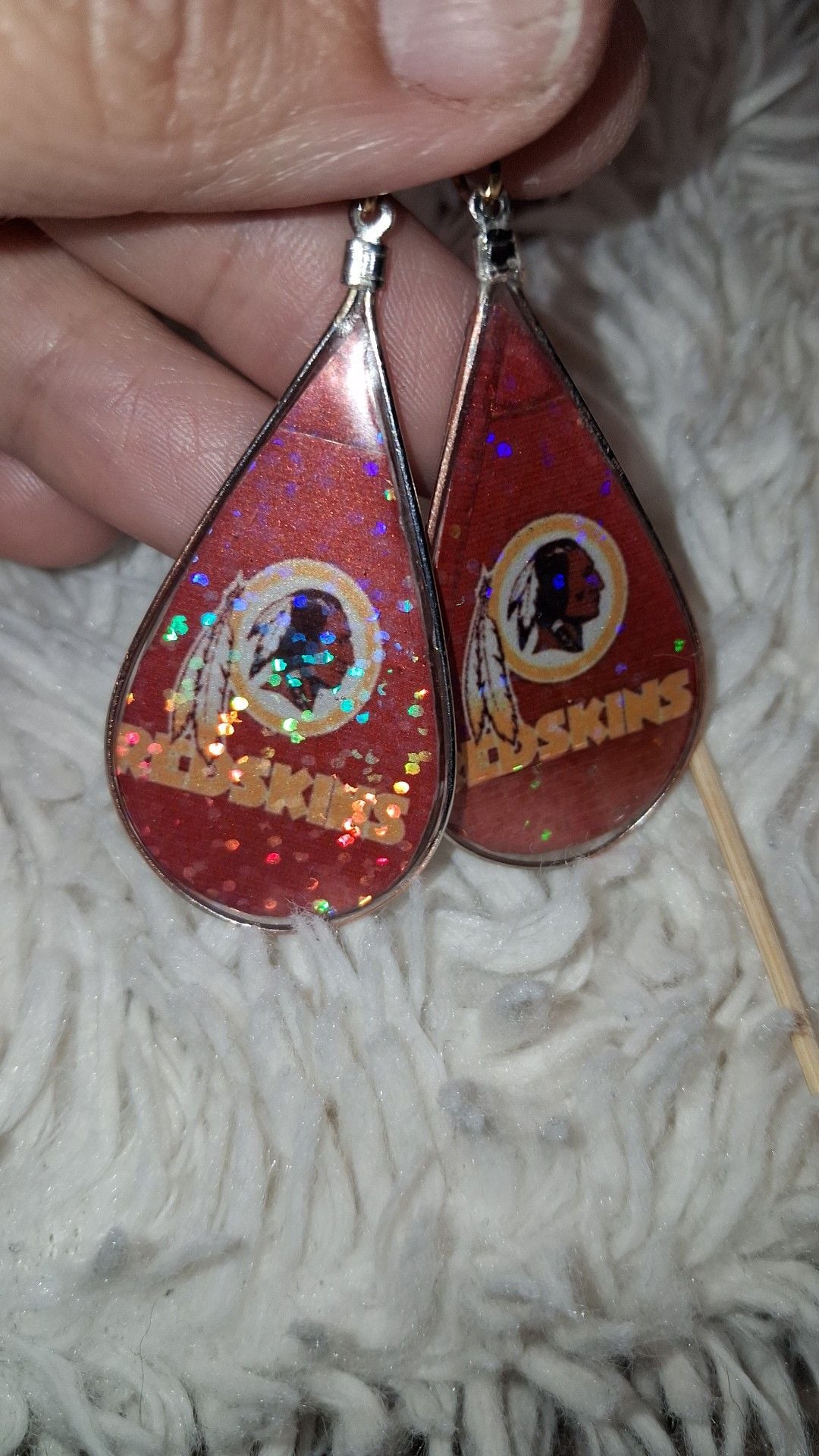 Washington Redskins Handmade Teardrop Resin Glitter Dangle Earrings 5