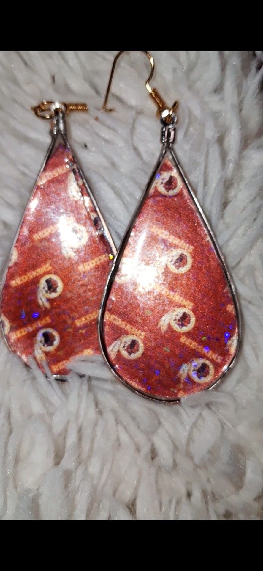 Washington Redskins Handmade Teardrop Resin Glitter Dangle Earrings 8