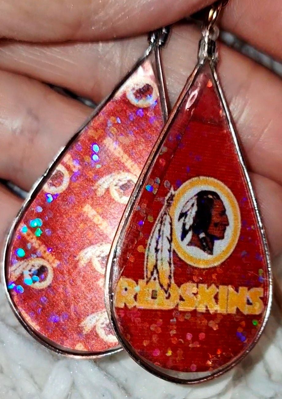 Washington Redskins Handmade Teardrop Resin Glitter Dangle Earrings 9