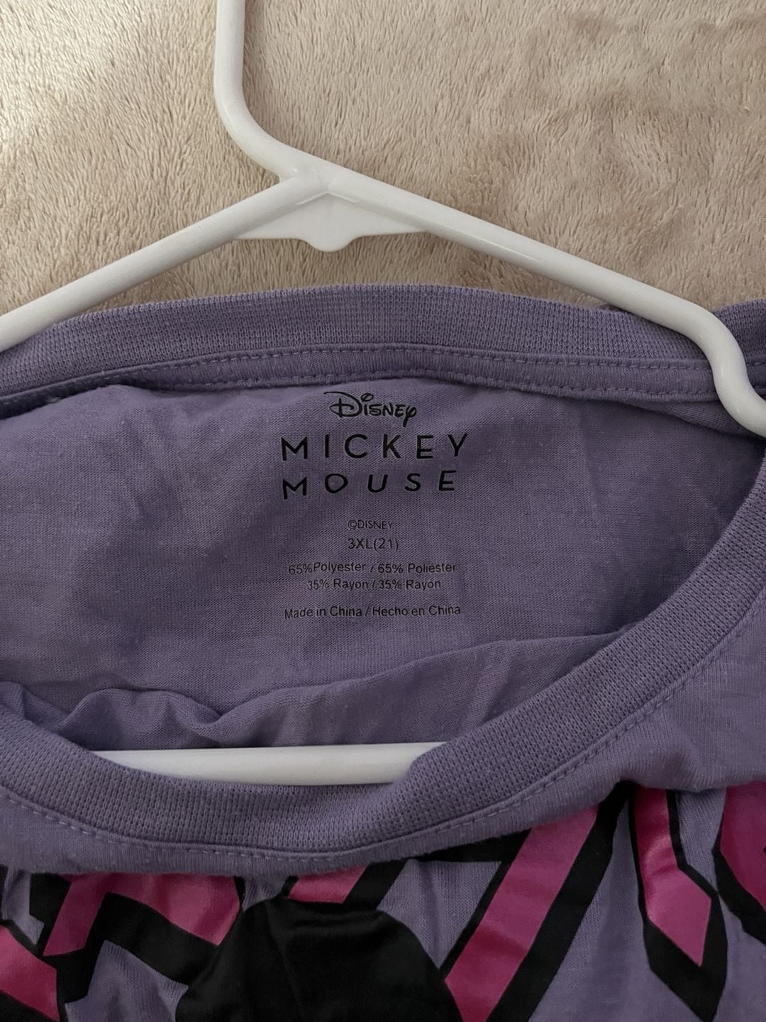 Disney Mickey Mouse T-Shirt Size 3XL(21) Purple Classic Graphic Tee 2