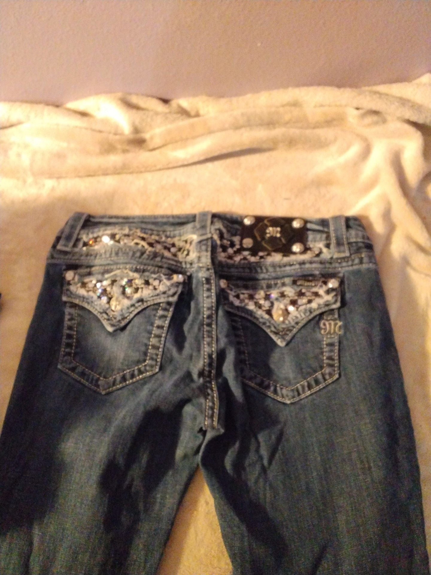 Miss Me Rhinestone Flap Pocket Denim Jeans 2