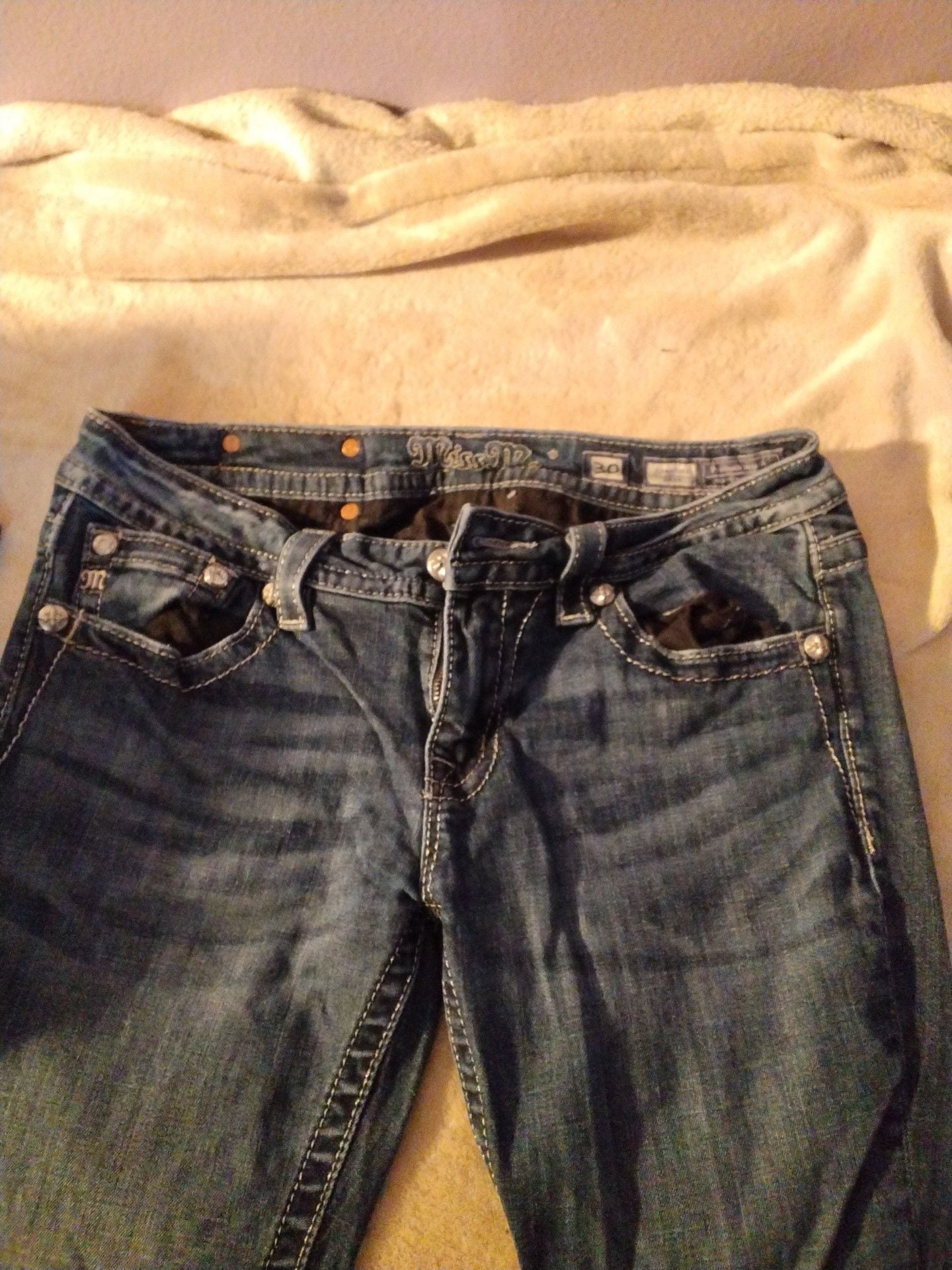 Miss Me Rhinestone Flap Pocket Denim Jeans 3