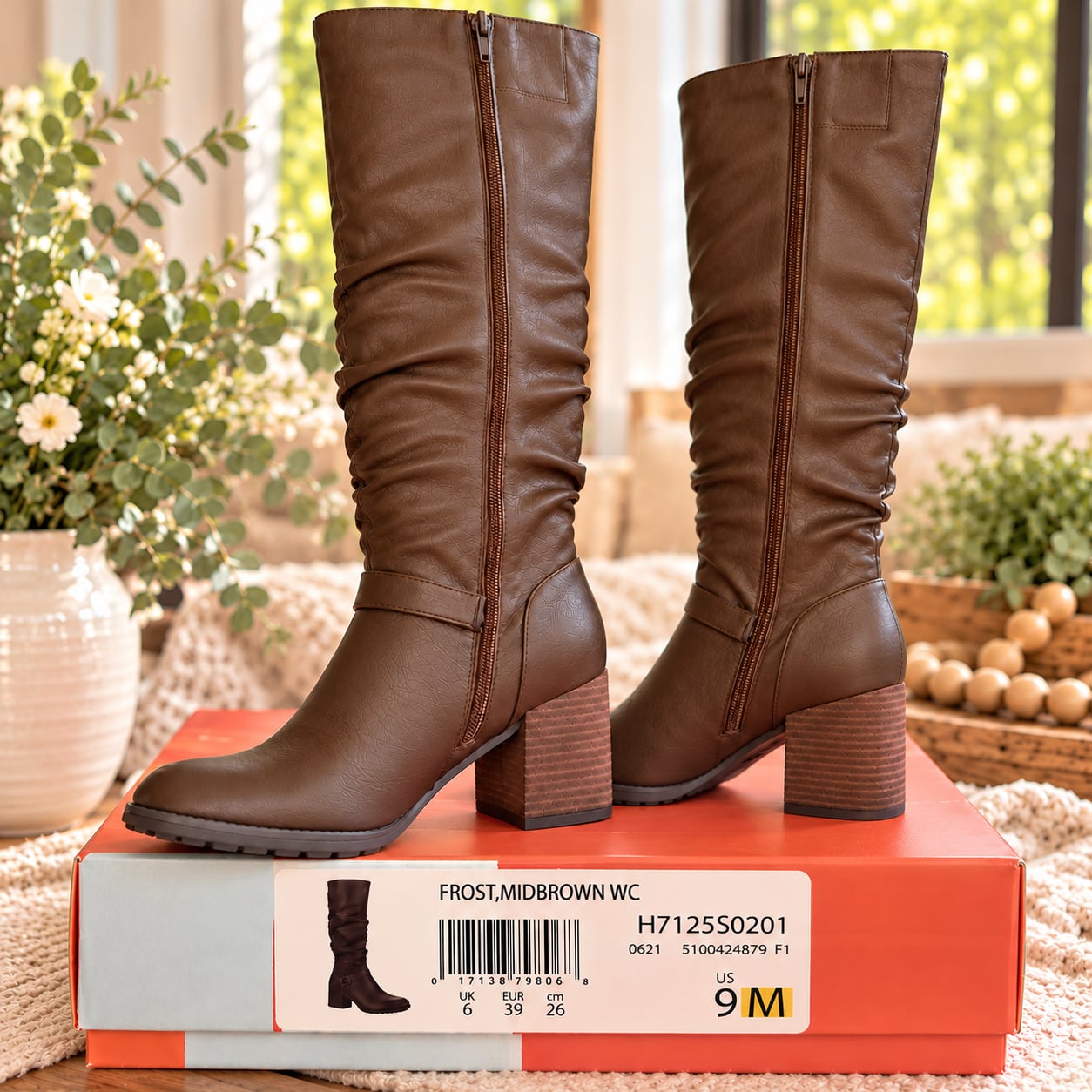 Naturalizer Soul Frost Mid Brown WIDE CALF Size 9M Slouch Boot 2