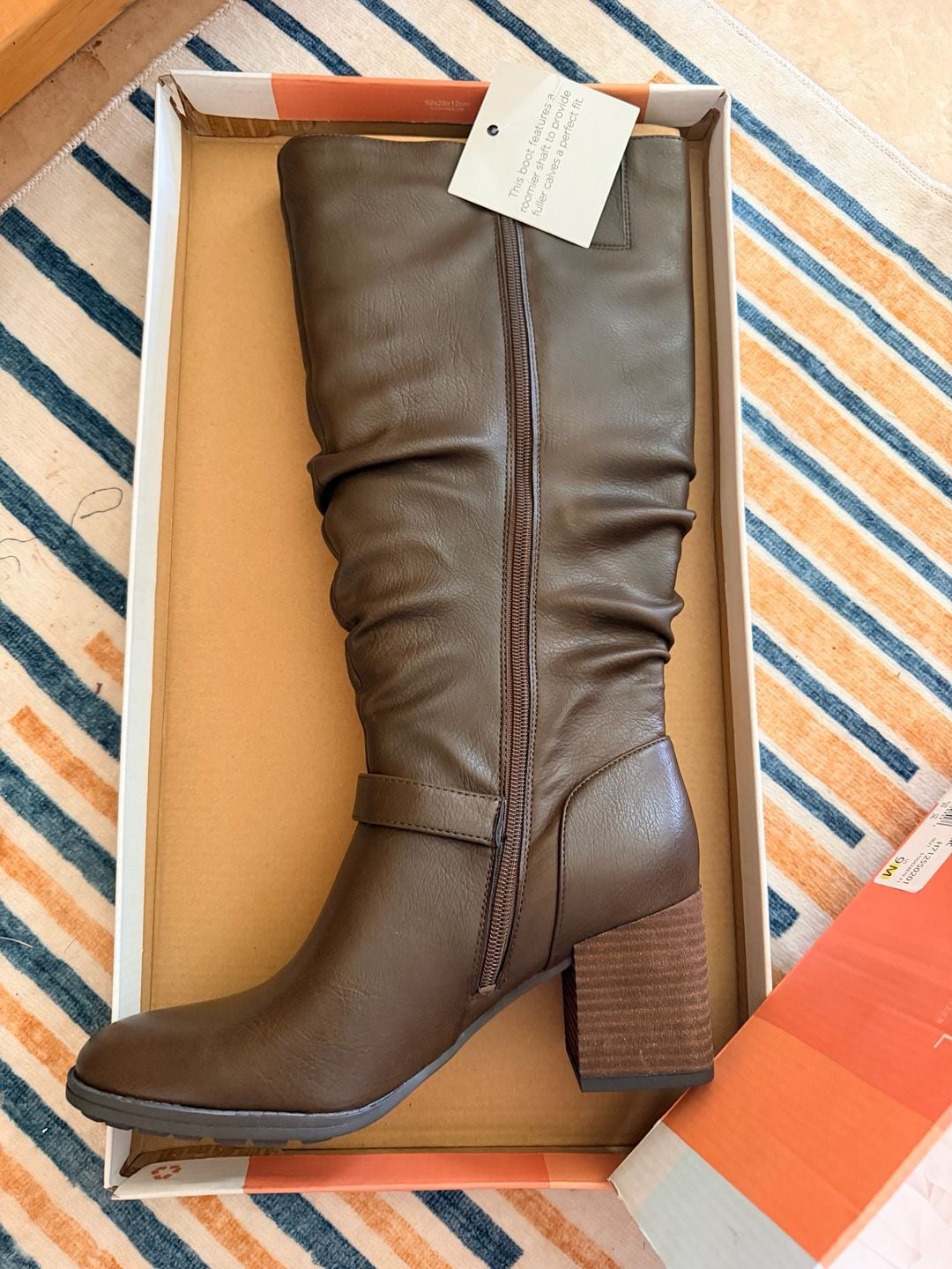 Naturalizer Soul Frost Mid Brown WIDE CALF Size 9M Slouch Boot 3