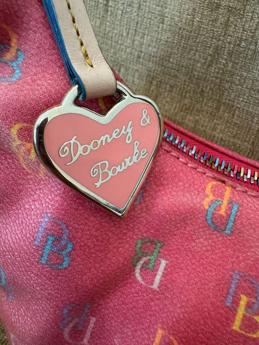 Dooney & Bourke Pink Monogram Hobo Shoulder Bag Y2K 3
