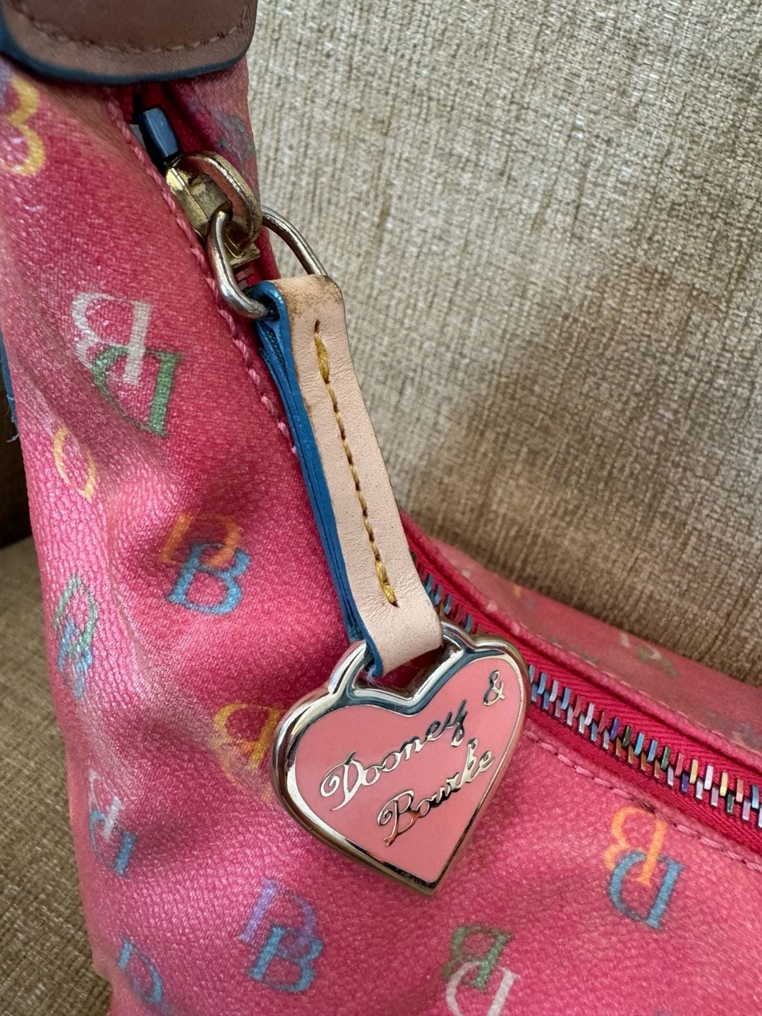 Dooney & Bourke Pink Monogram Hobo Shoulder Bag Y2K 4