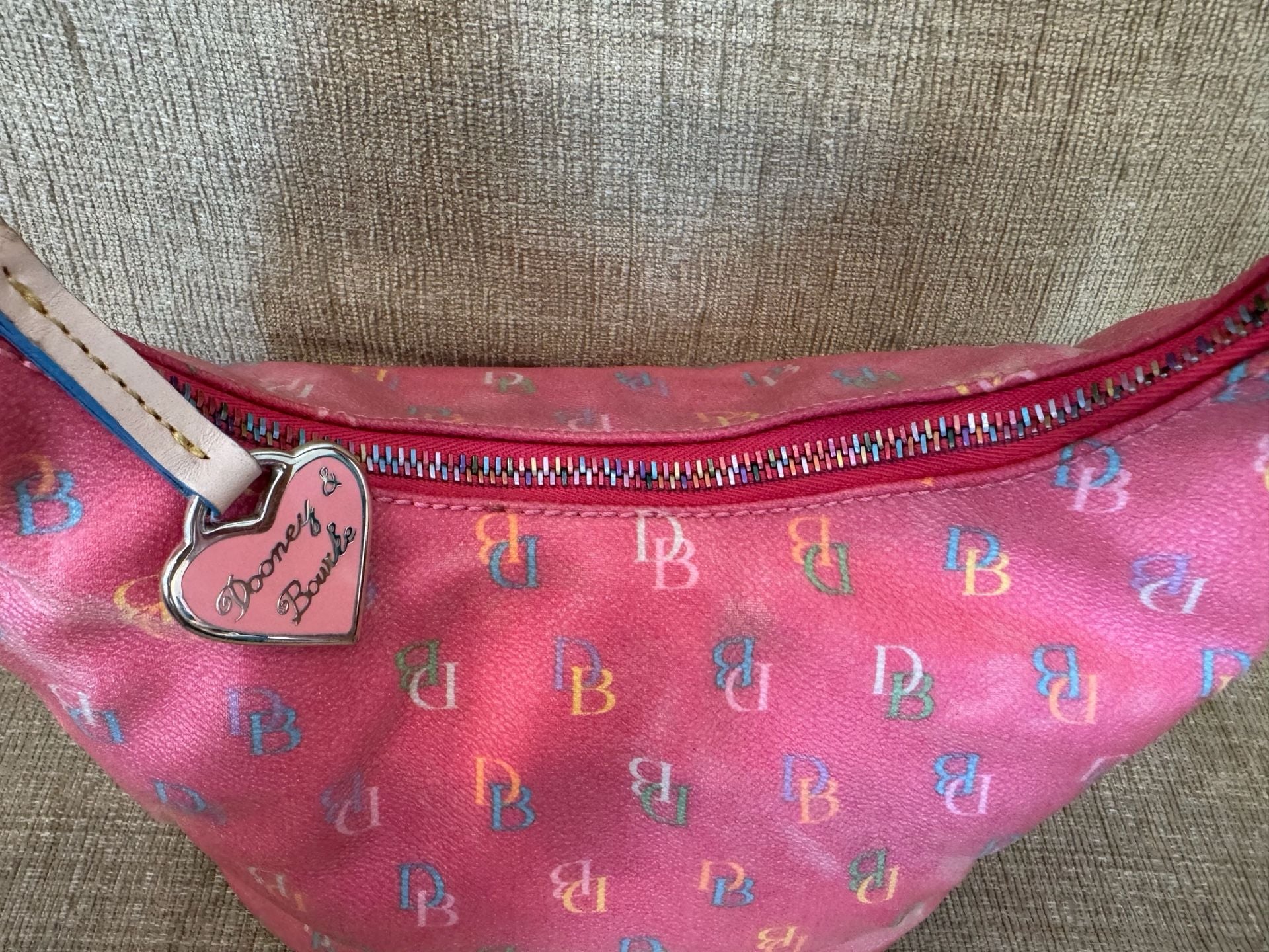Dooney & Bourke Pink Monogram Hobo Shoulder Bag Y2K 5