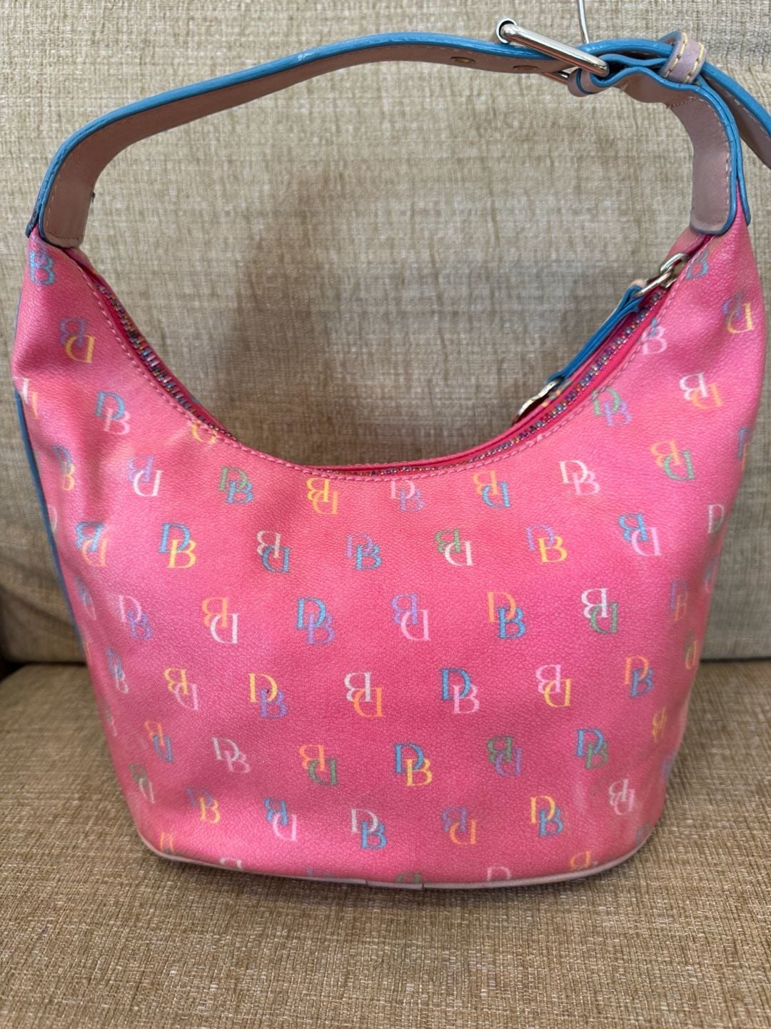 Dooney & Bourke Pink Monogram Hobo Shoulder Bag Y2K 8