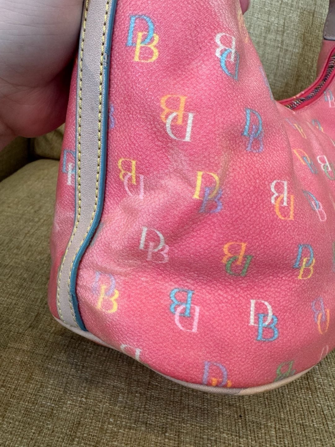 Dooney & Bourke Pink Monogram Hobo Shoulder Bag Y2K 9