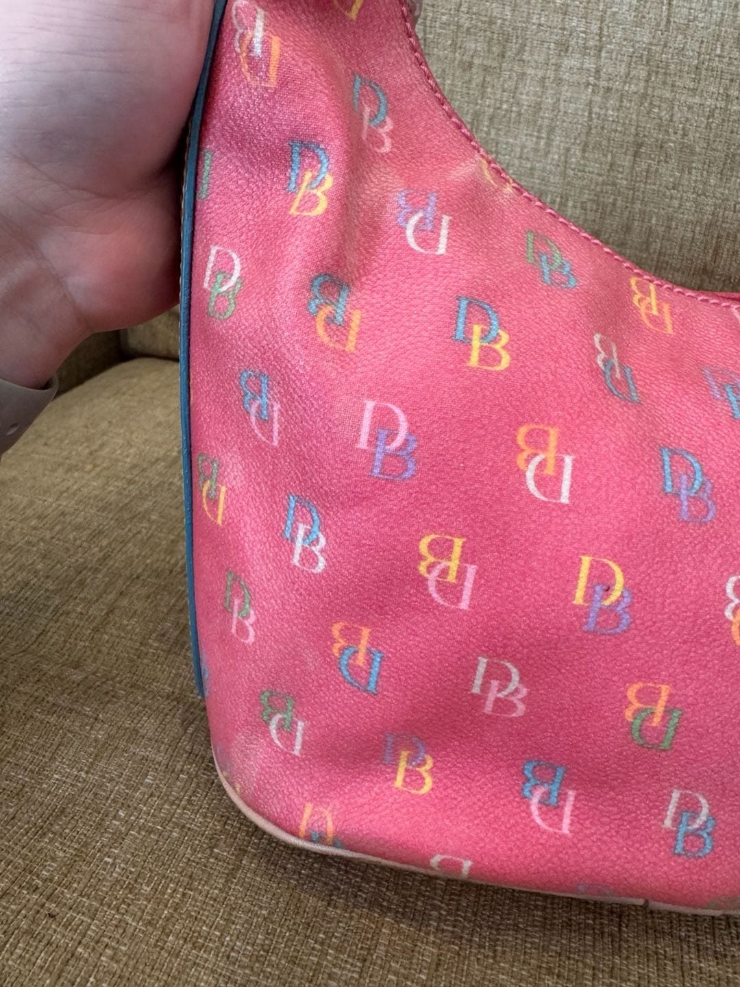 Dooney & Bourke Pink Monogram Hobo Shoulder Bag Y2K 12