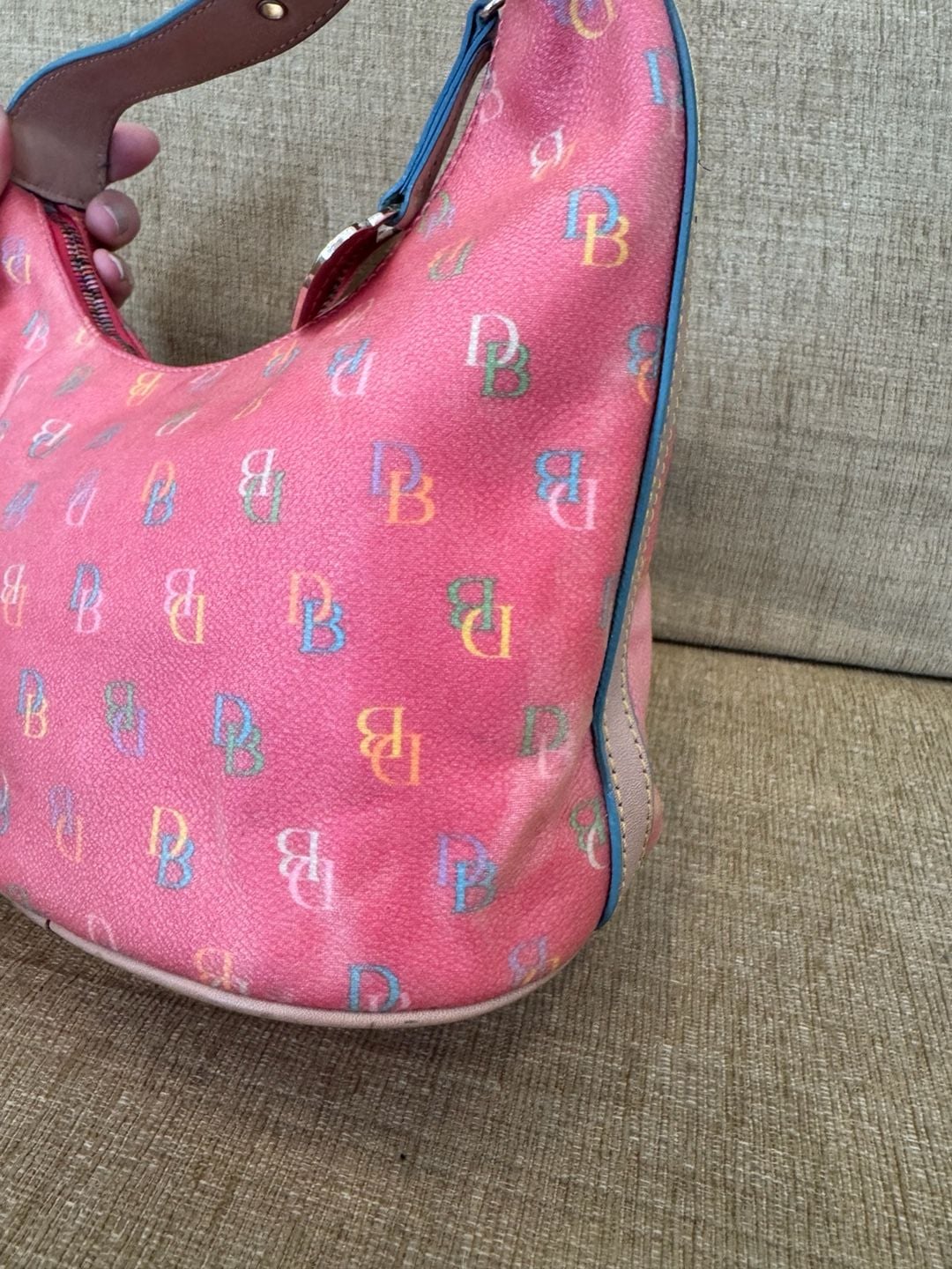 Dooney & Bourke Pink Monogram Hobo Shoulder Bag Y2K 13
