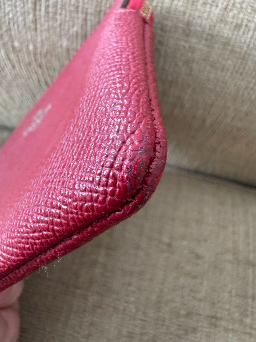 Authentic Coach Corner Zip Leather Wristlet 5