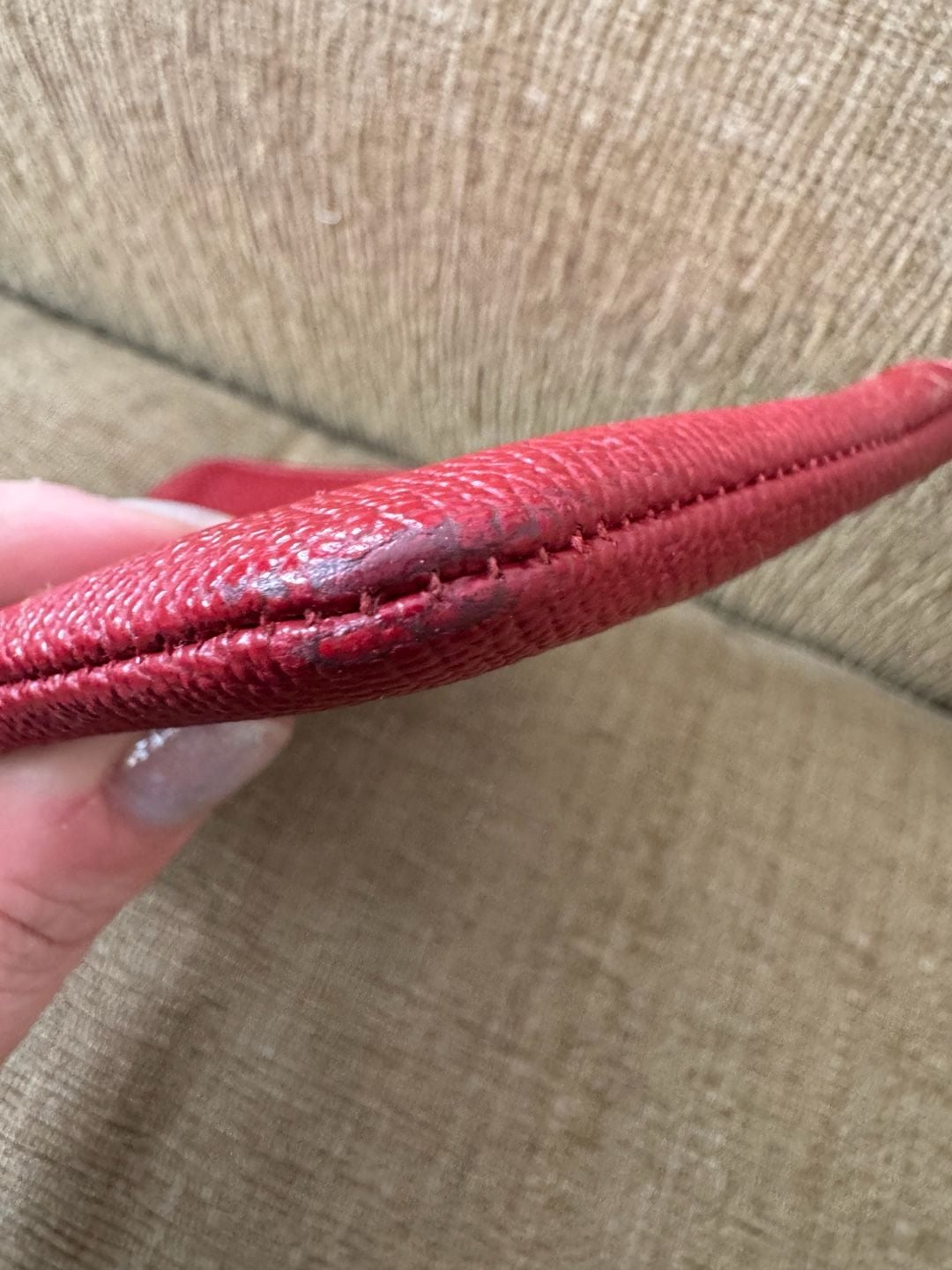Authentic Coach Corner Zip Leather Wristlet 6