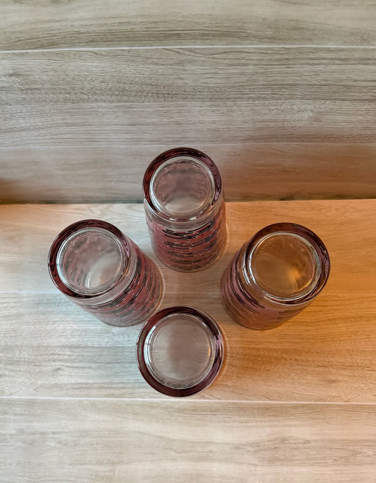 Vintage Hazel Atlas Pink Black Brick Tumbler Set 5