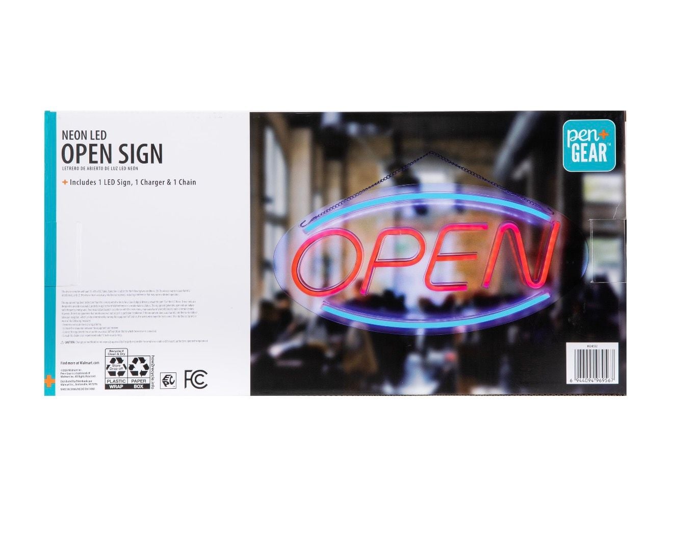 Pen+Gear Neon LED Open Sign 17.7 x 8.7 In Red Blue 3
