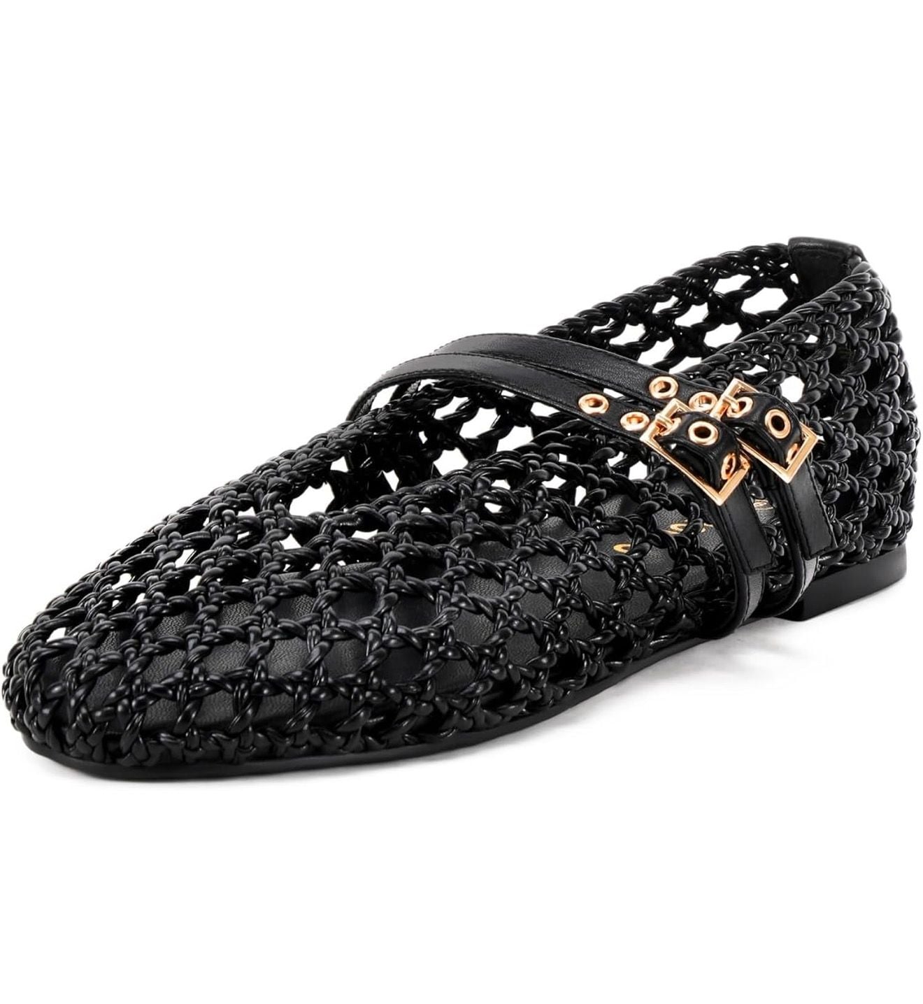 Woven Mary Jane Flat Size 10 Black 2