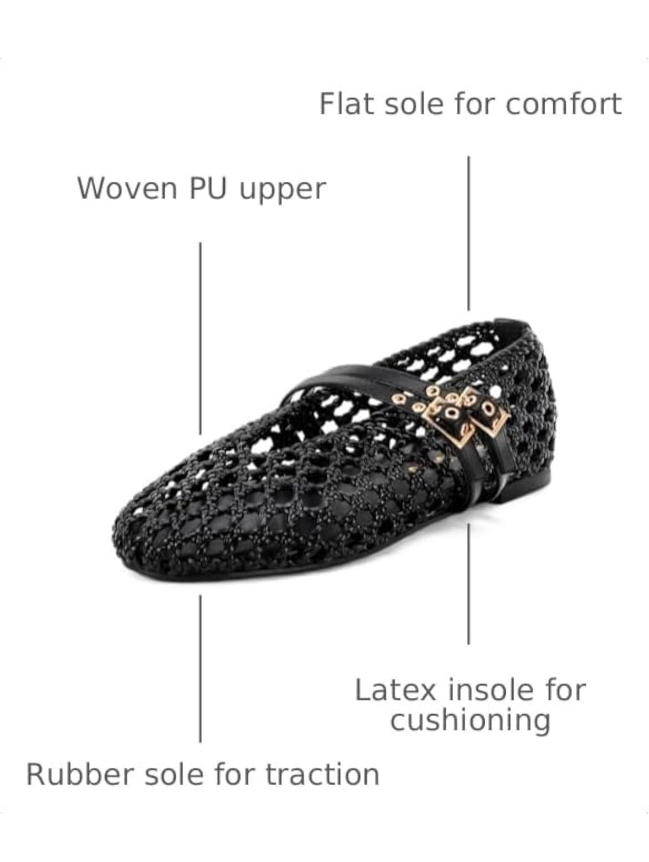 Woven Mary Jane Flat Size 10 Black 4