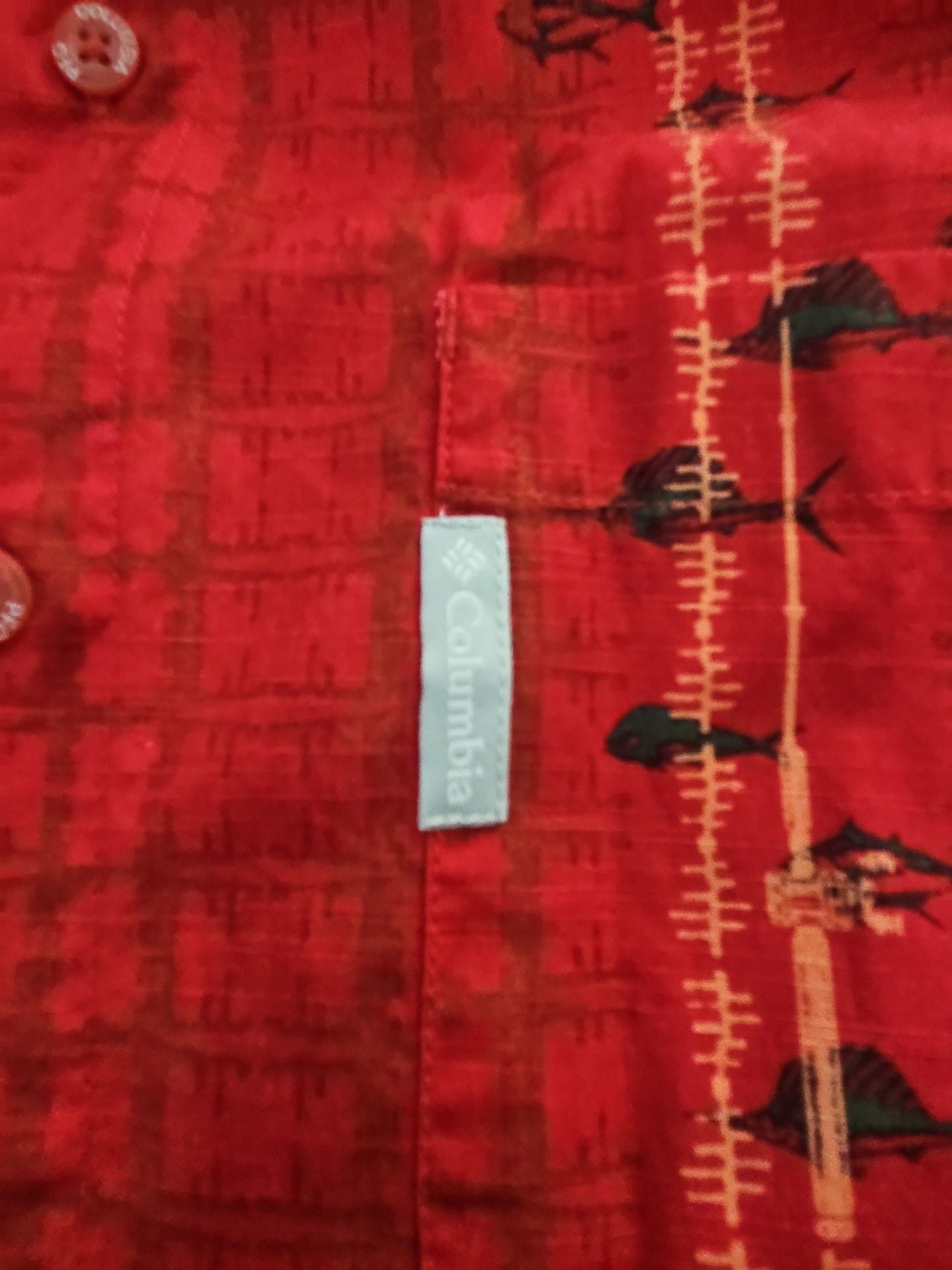 Columbia PFG Fishing Shirt Size S Red Short Sleeve Fish Print 3