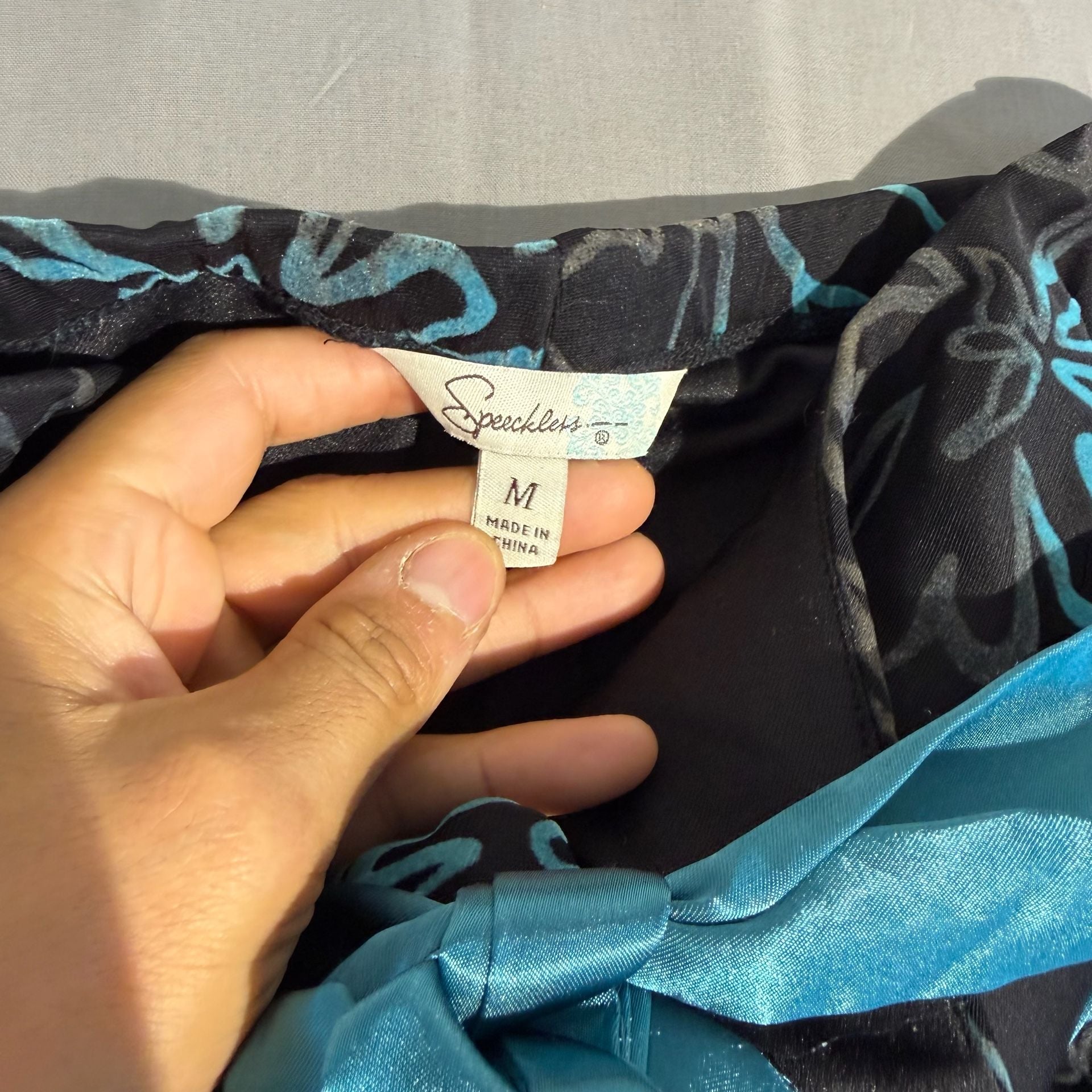 Speechless Dress Size M Black Blue Floral Tube Midi 4