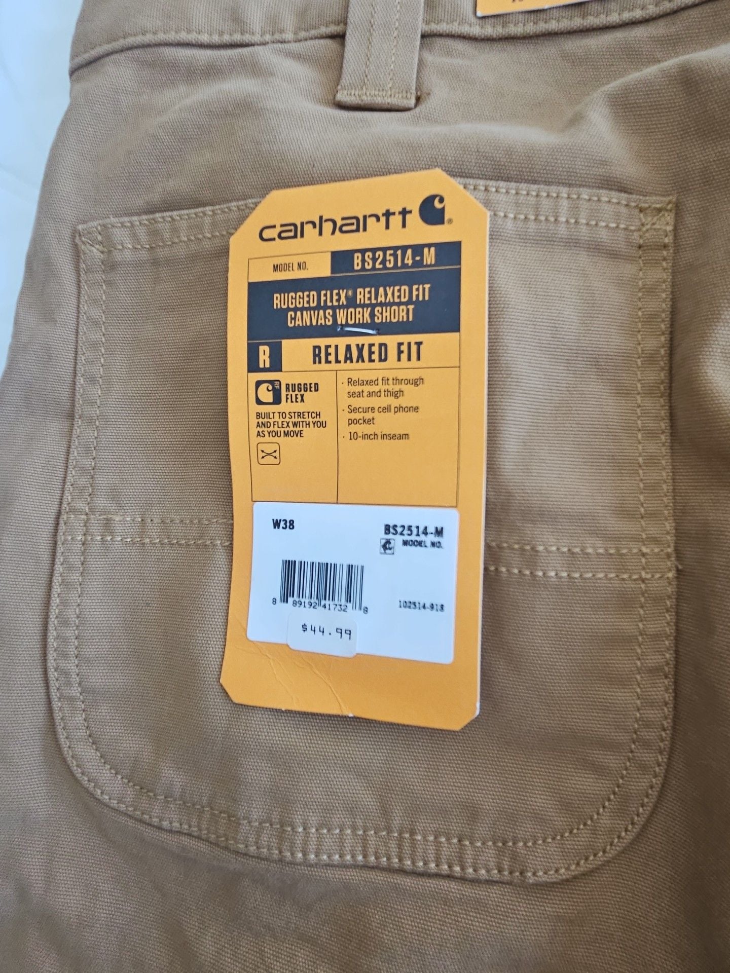Carhartt Rugged Flex Relaxed Fit Canvas Work Short Size 38 Brown 4