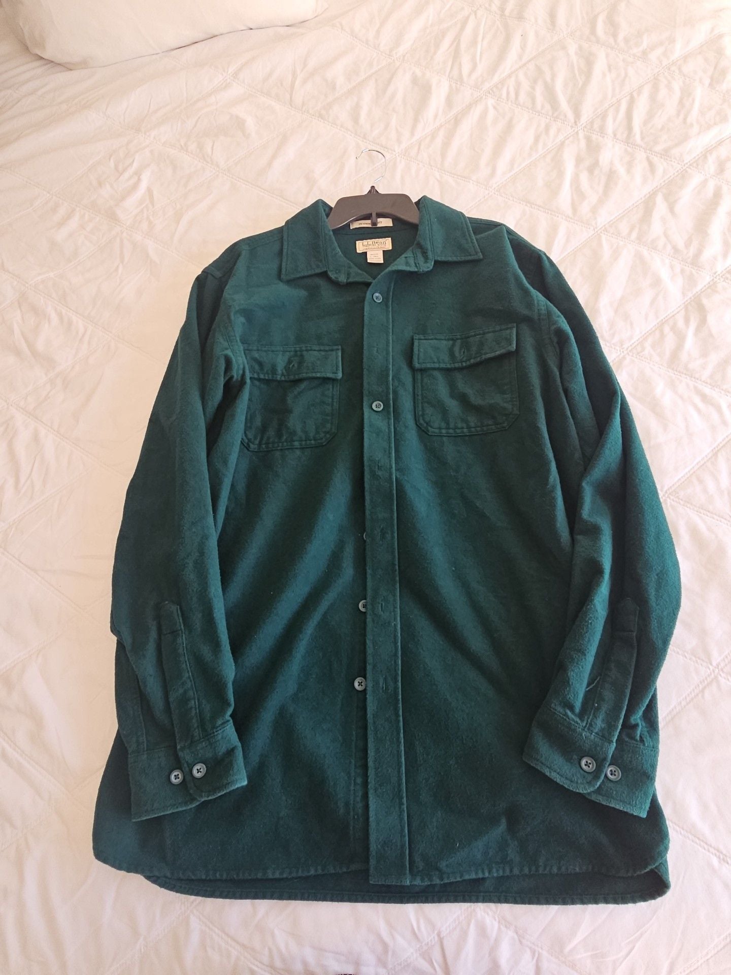 L.L. Bean Chamois Cloth Shirt Size L-Tall Green Traditional Fit 2
