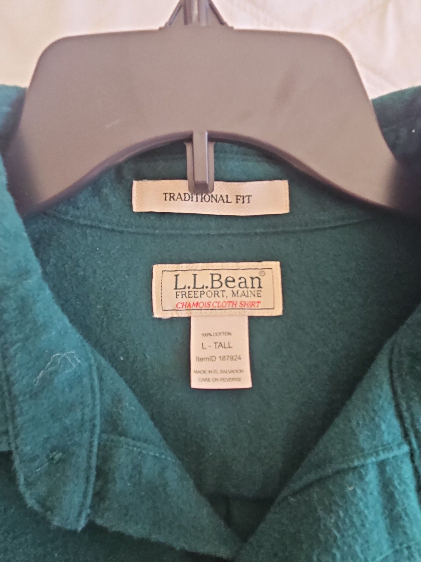L.L. Bean Chamois Cloth Shirt Size L-Tall Green Traditional Fit 3
