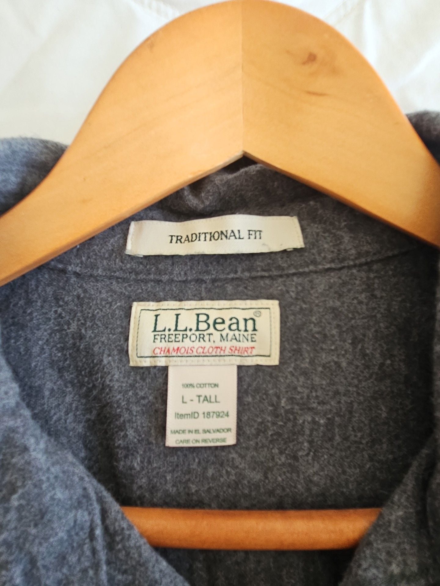 LL Bean Chamois Cloth Shirt Size L-Tall Gray Traditional Fit 3