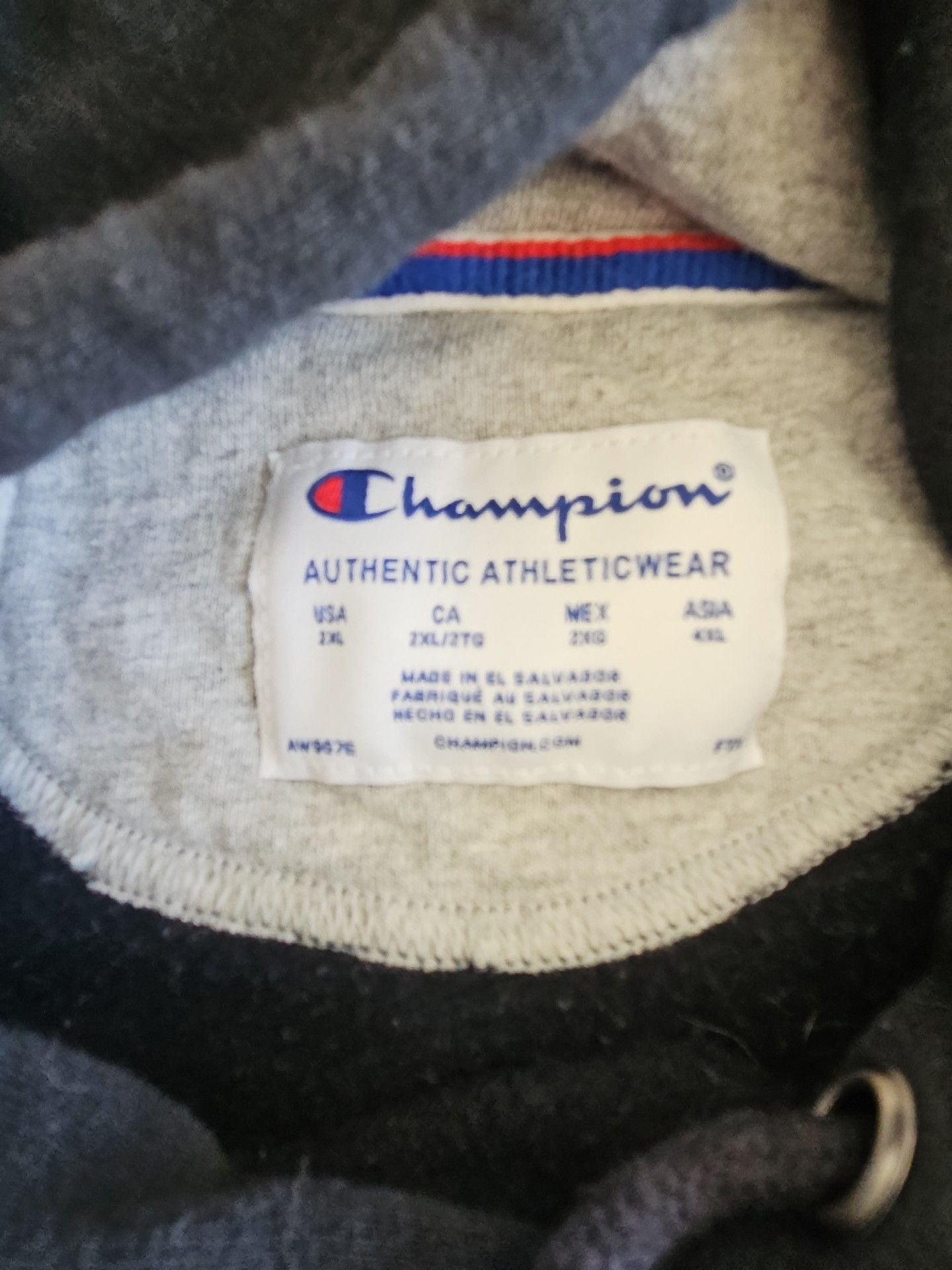 Champion Hoodie Size 2XL Black Blue Logo Pullover Sweatshirt 3
