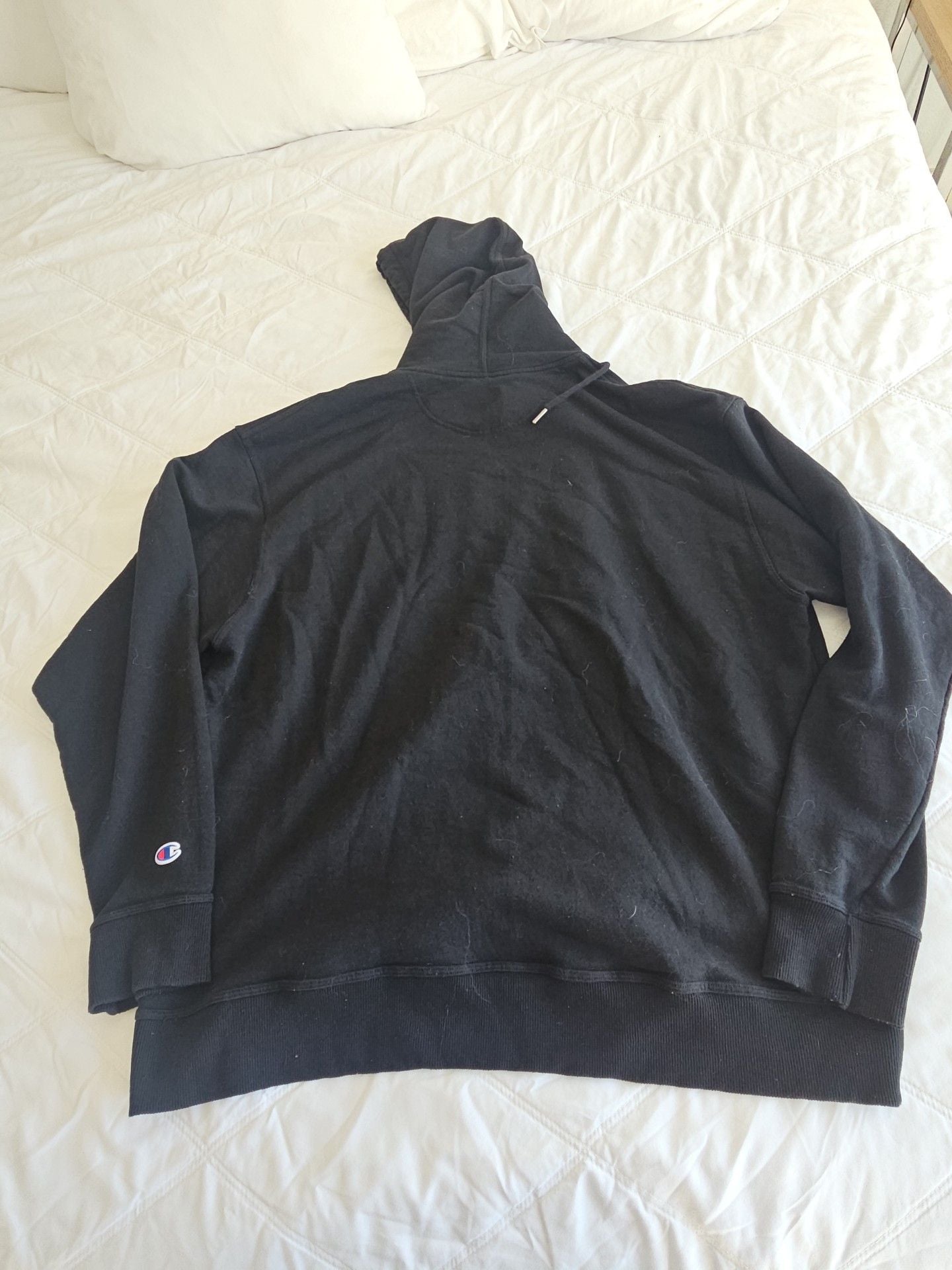 Champion Hoodie Size 2XL Black Blue Logo Pullover Sweatshirt 4