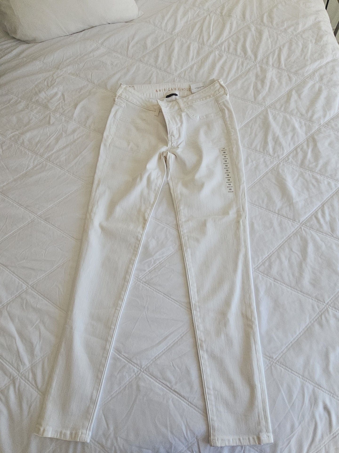 American Eagle Ne(x)t Level Stretch Jegging Size 10 Sparkle White 2