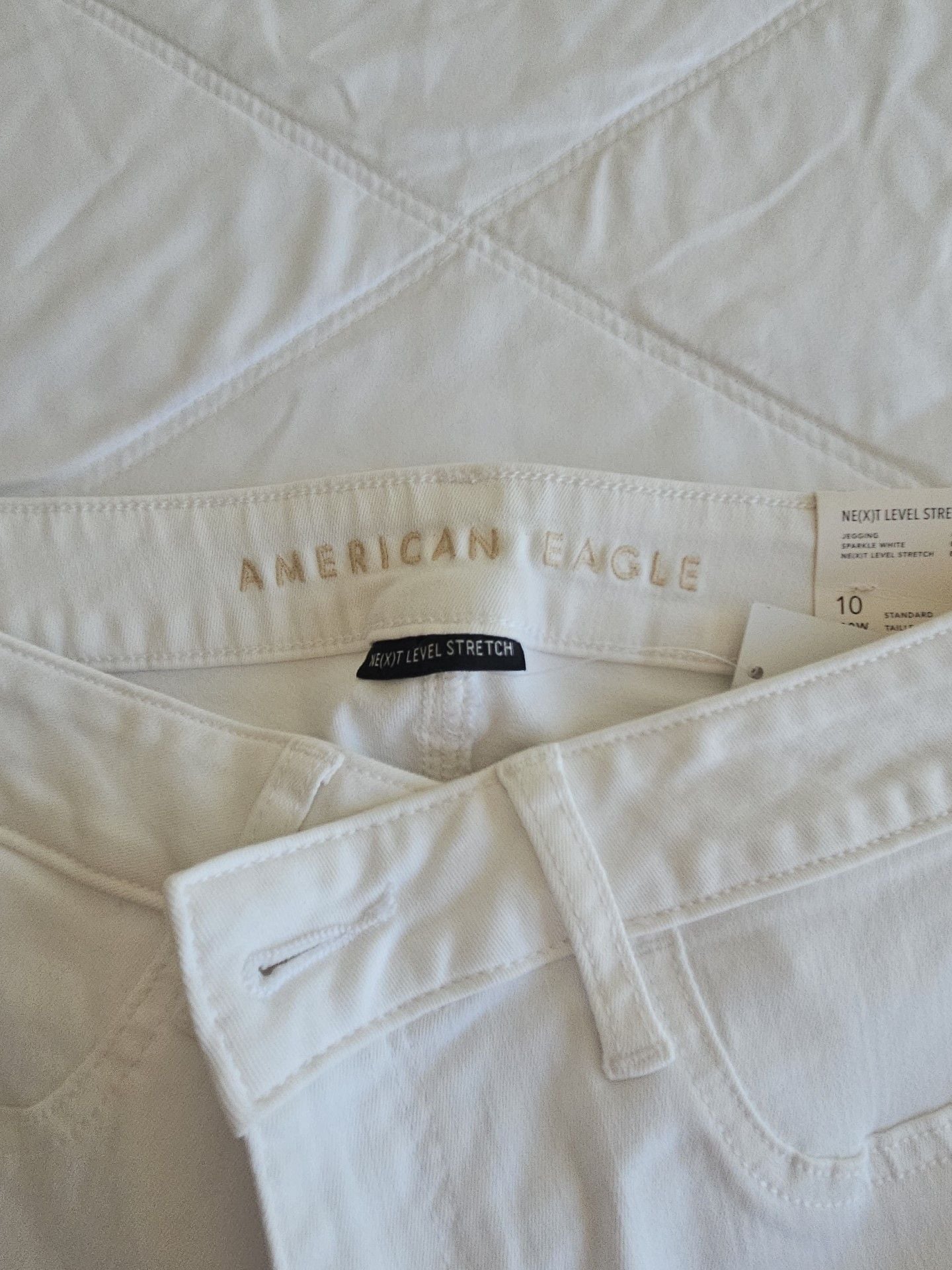 American Eagle Ne(x)t Level Stretch Jegging Size 10 Sparkle White 4