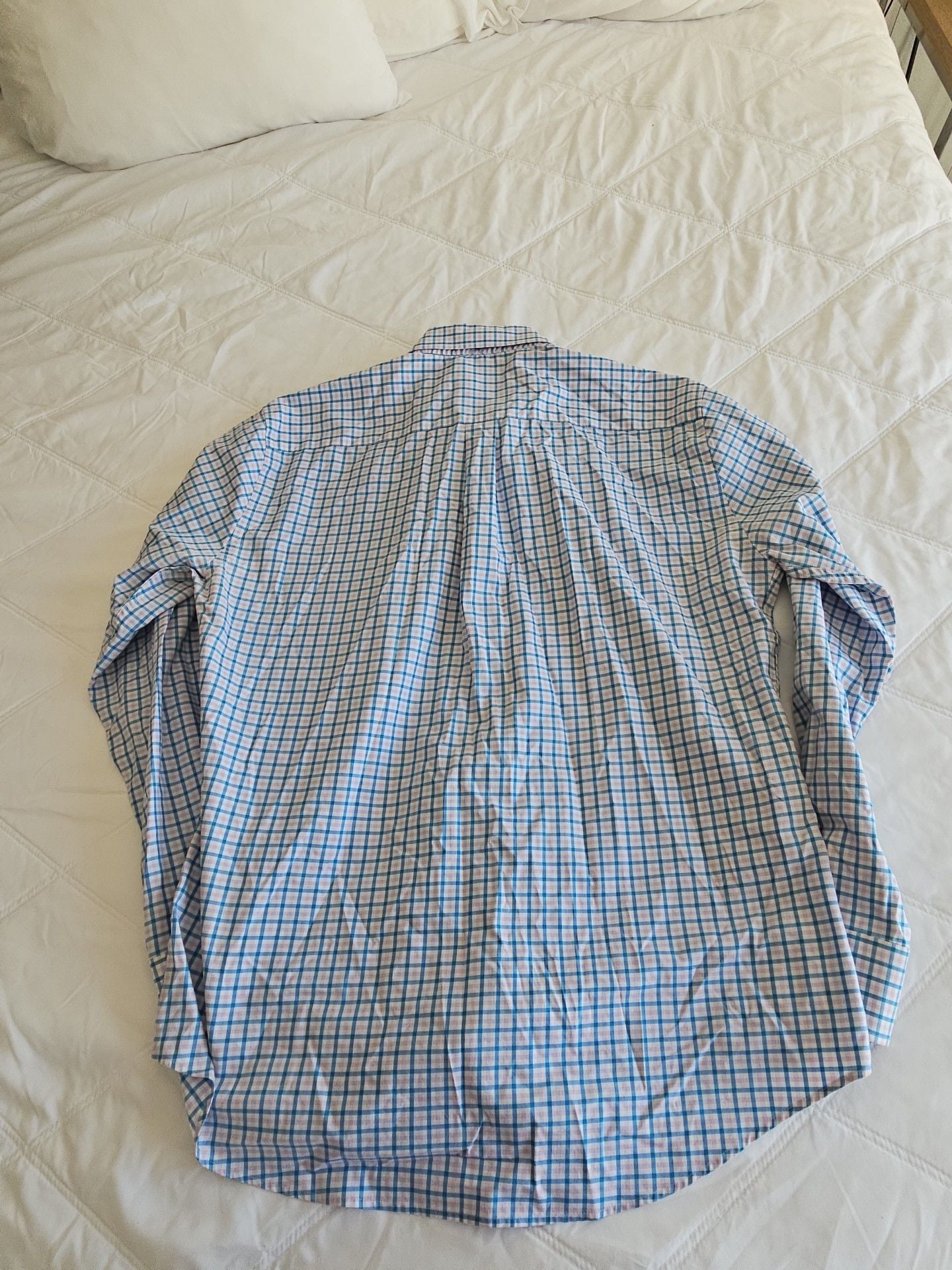Peter Millar Button-Down Shirt Size Large Blue Plaid Long Sleeve 4