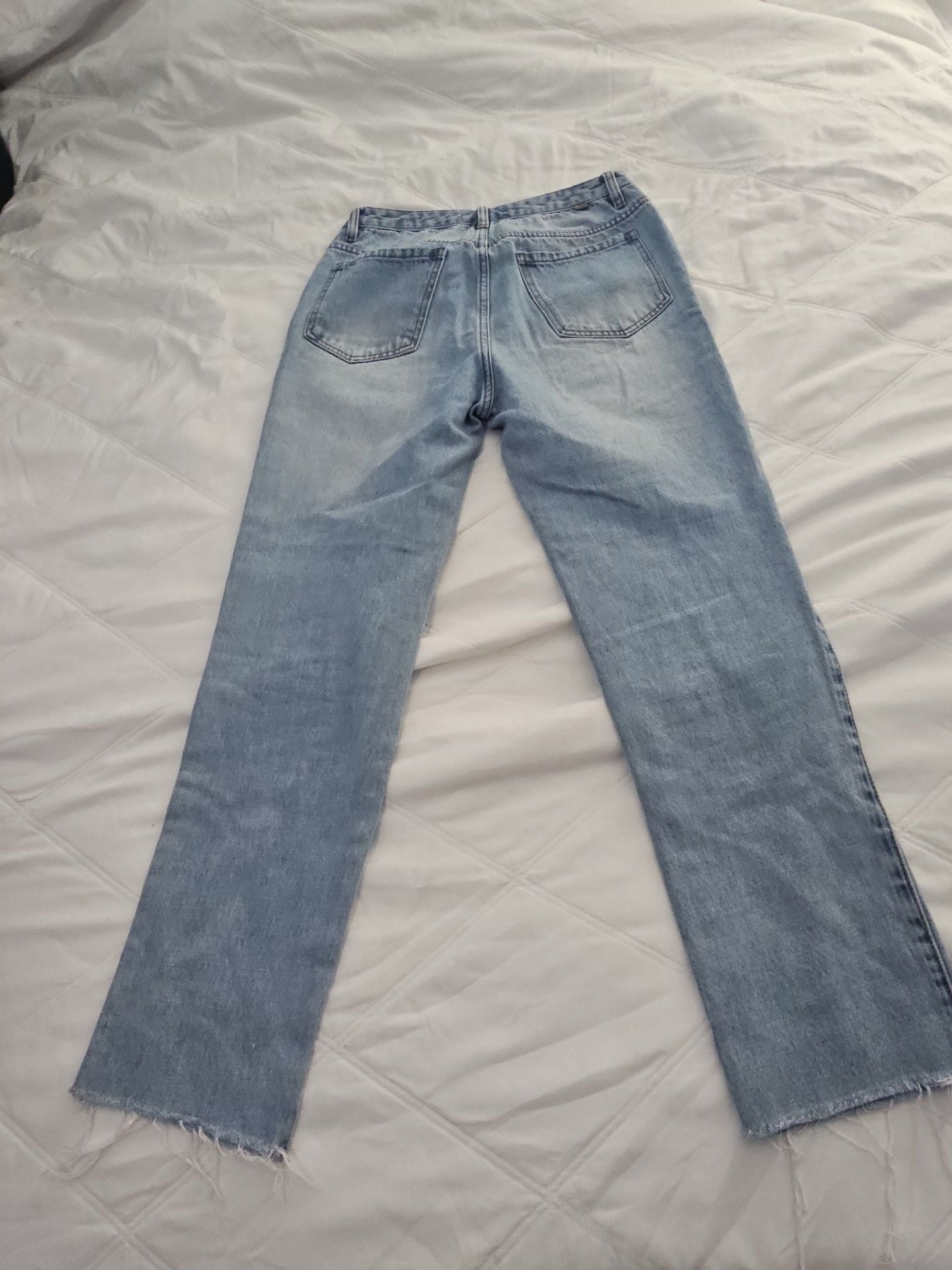 O'Neill Jeans Size 28 Light Wash Distressed Raw Hem Straight 4