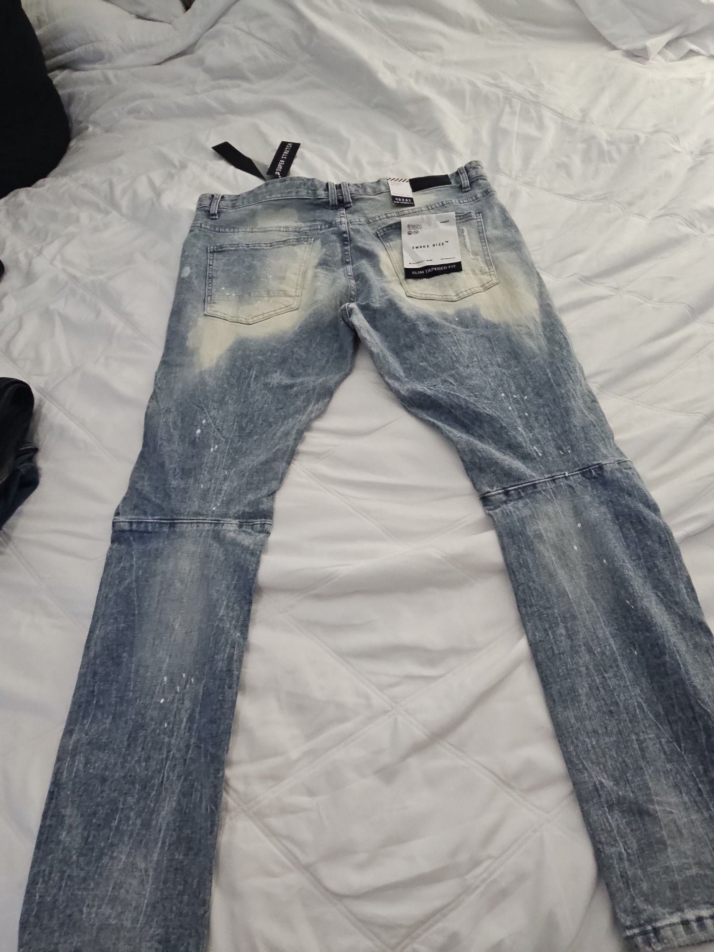 Smoke Rise Men's Rip Jean Size 40x32 Distressed Slim Tapered Blue Denim 5