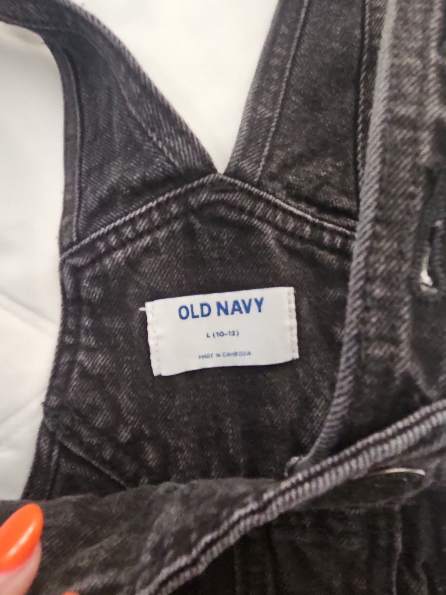 Old Navy Denim Overalls Size L 10-12 Black Acid Wash 3