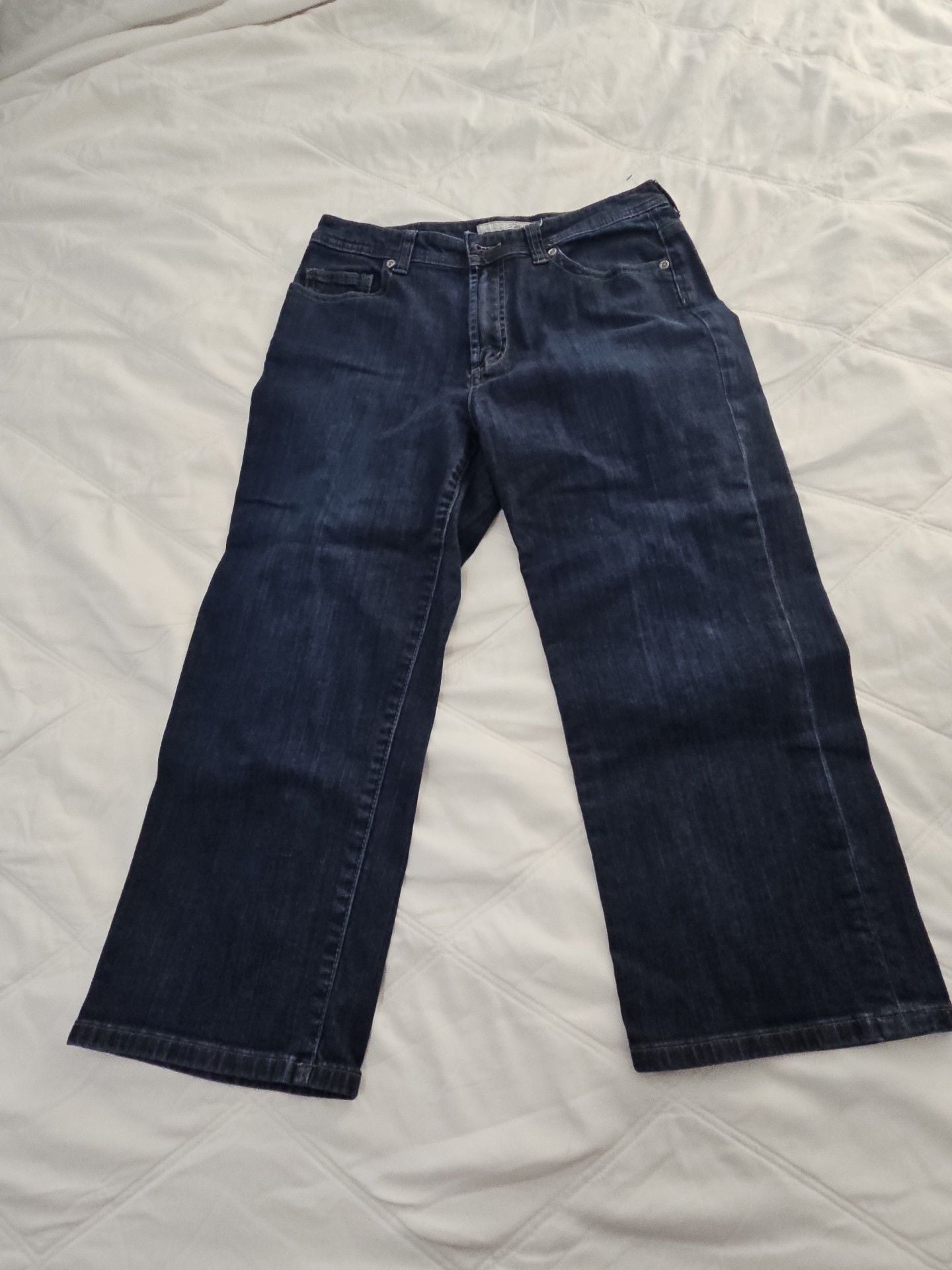 Chico's Platinum Jeans Size 1 Rhinestone Pocket Dark Wash Denim 2