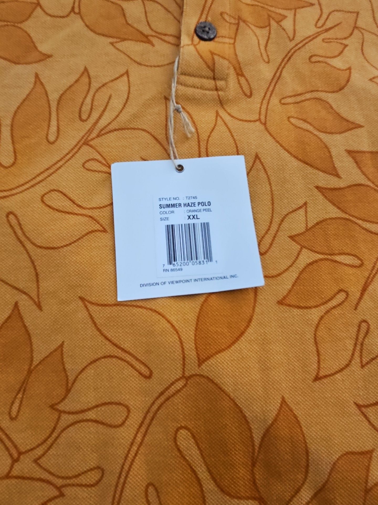 Tommy Bahama Summer Haze Polo Size XXL Orange Peel Leaf Print 3