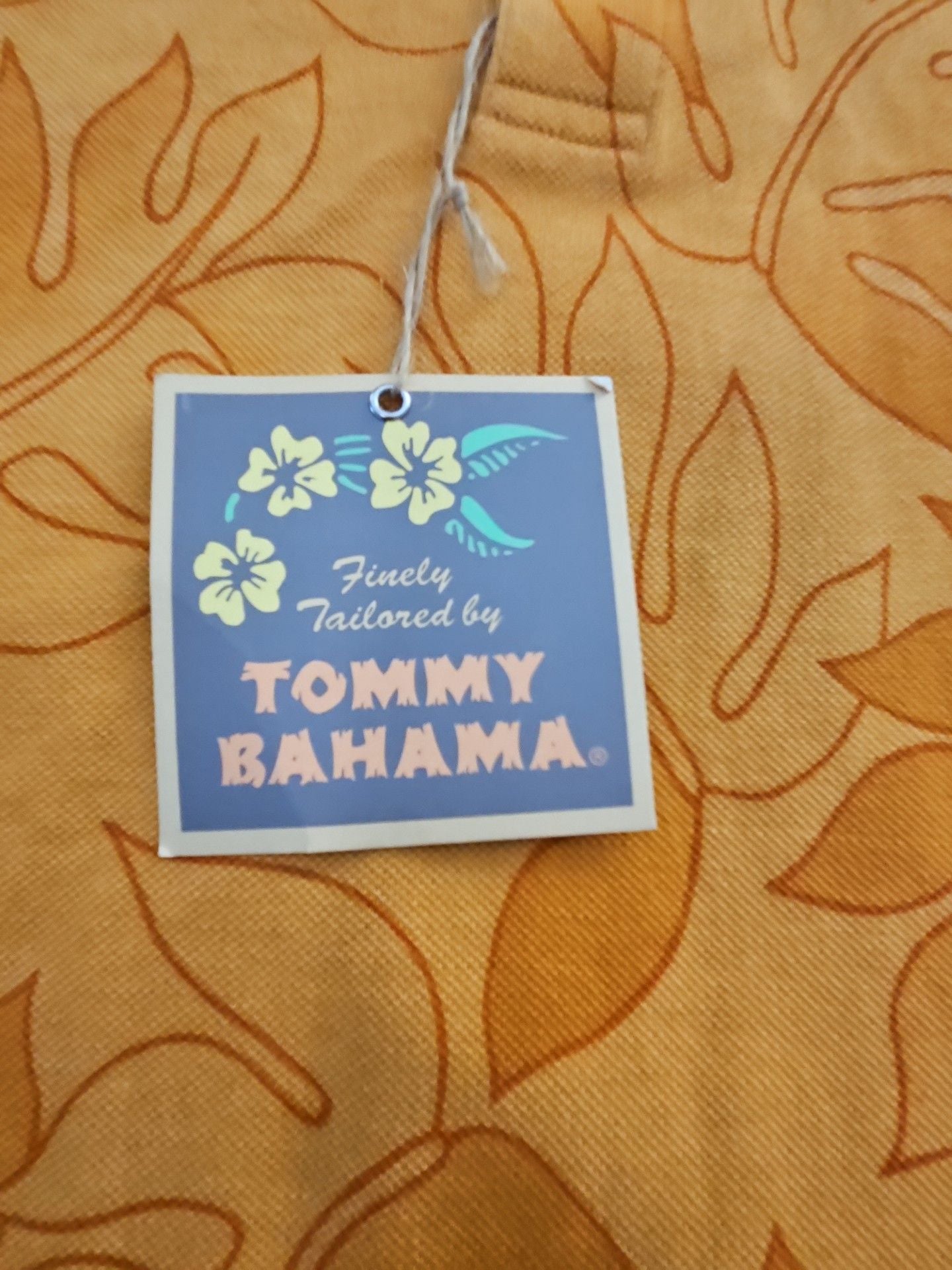 Tommy Bahama Summer Haze Polo Size XXL Orange Peel Leaf Print 4