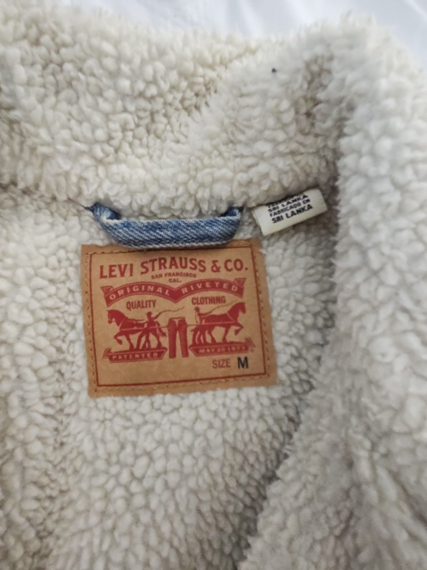Levi's Trucker Jacket Size M Blue Sherpa Lined Denim Jean 3