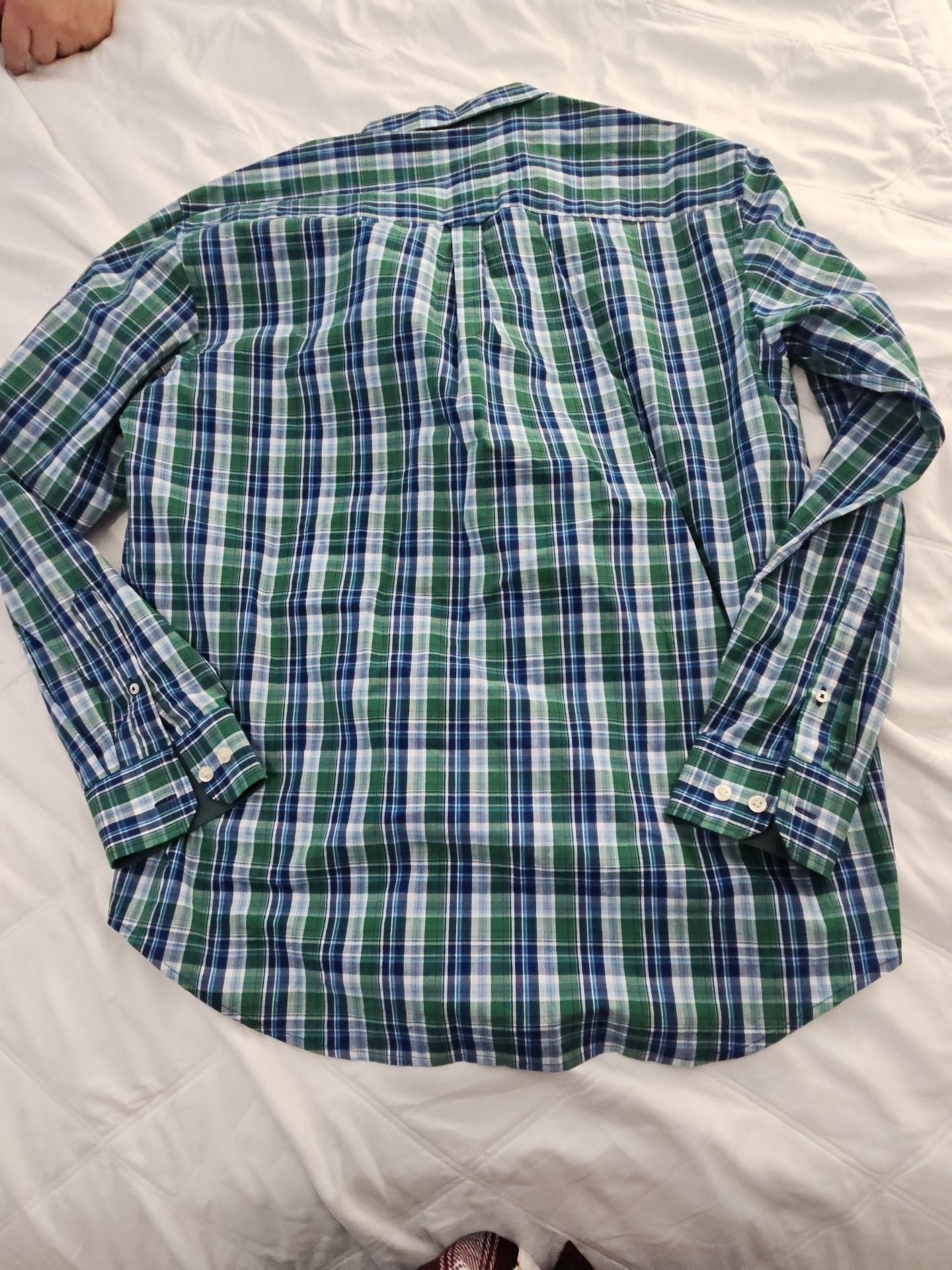 Izod Plaid Button Down Shirt Size XLT Green Blue Long Sleeve 4