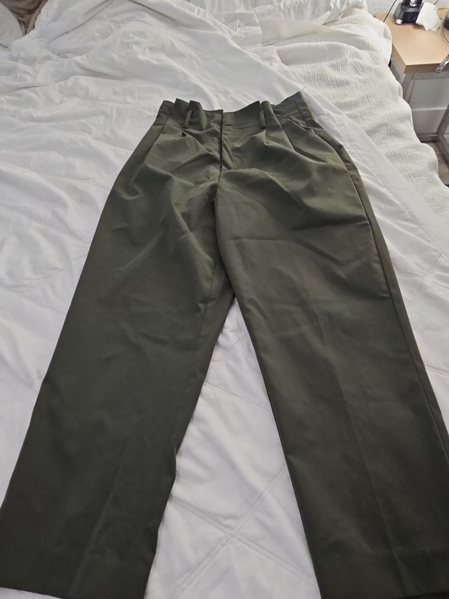 H&M High Waist Trousers Size 14 Green Pleated 2