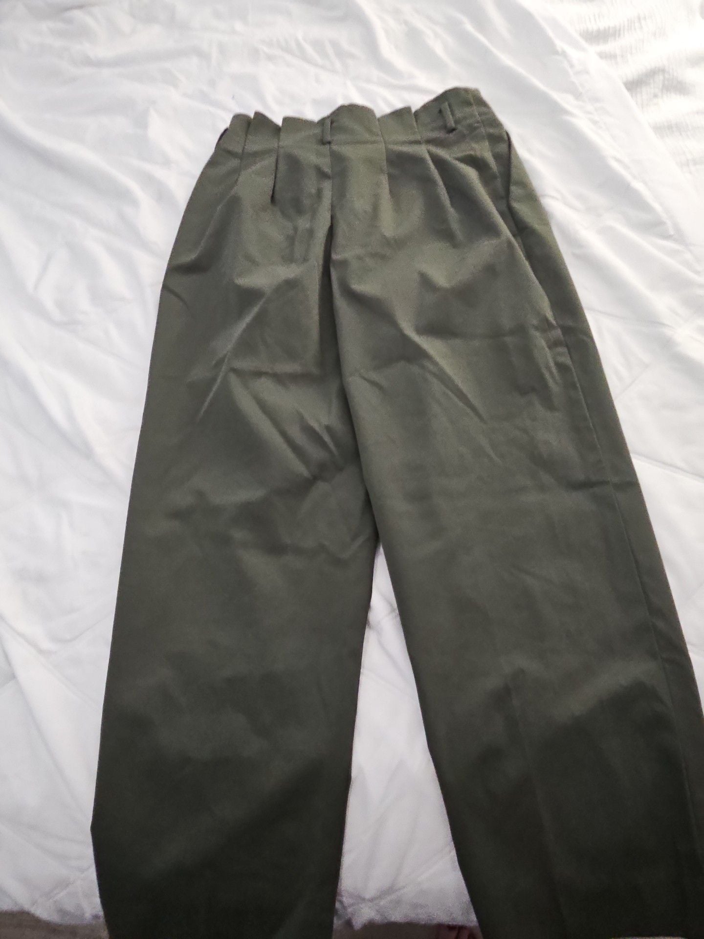 H&M High Waist Trousers Size 14 Green Pleated 4