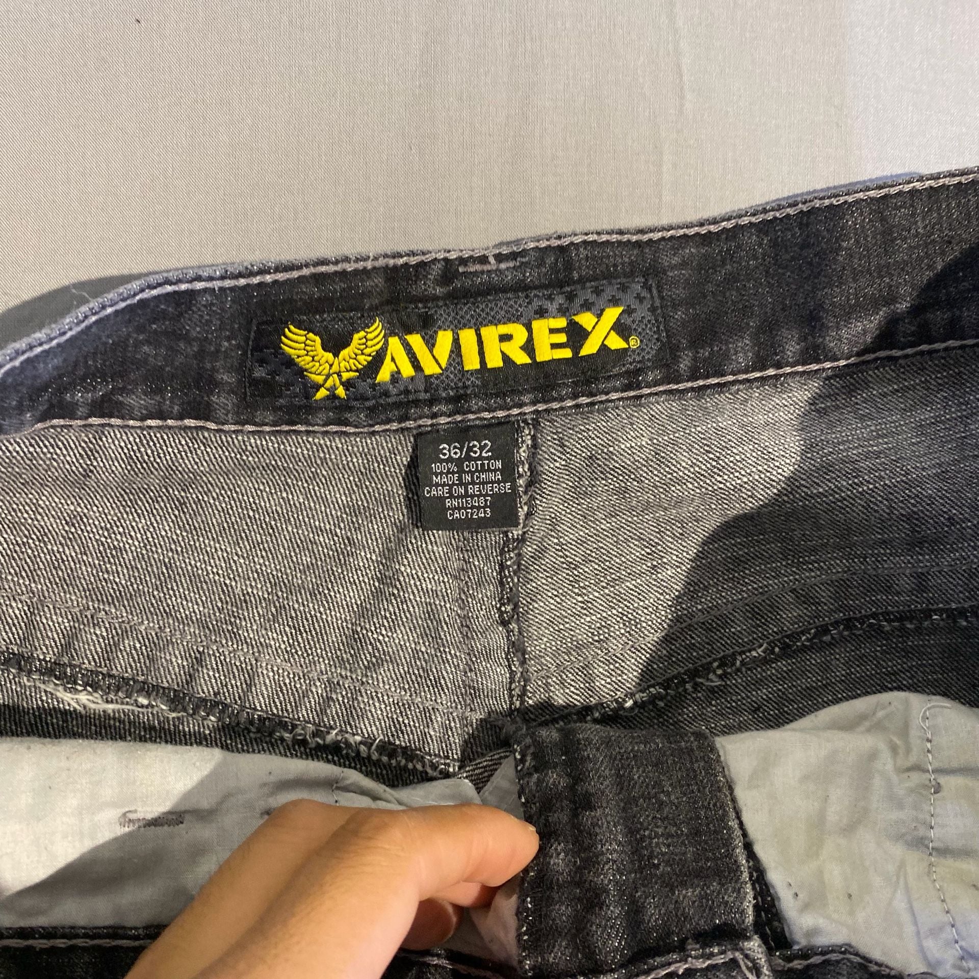 Avirex Jeans Size 36/32 Black Denim Baggy Pants 3
