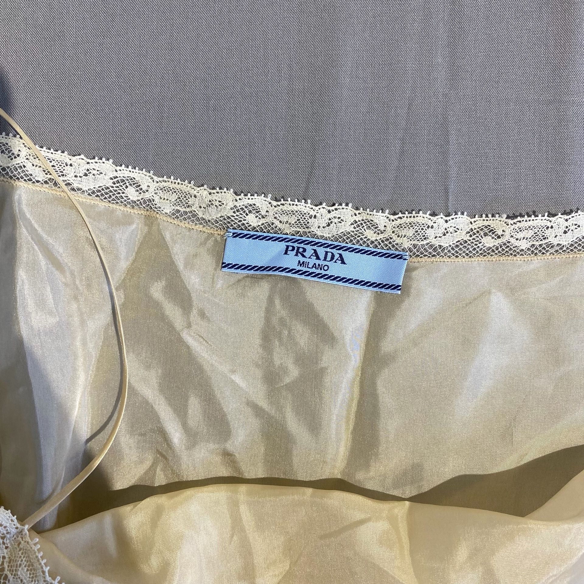 Prada Camisole Size 46 Yellow Silk Lace Trim Tank Top Cami 3