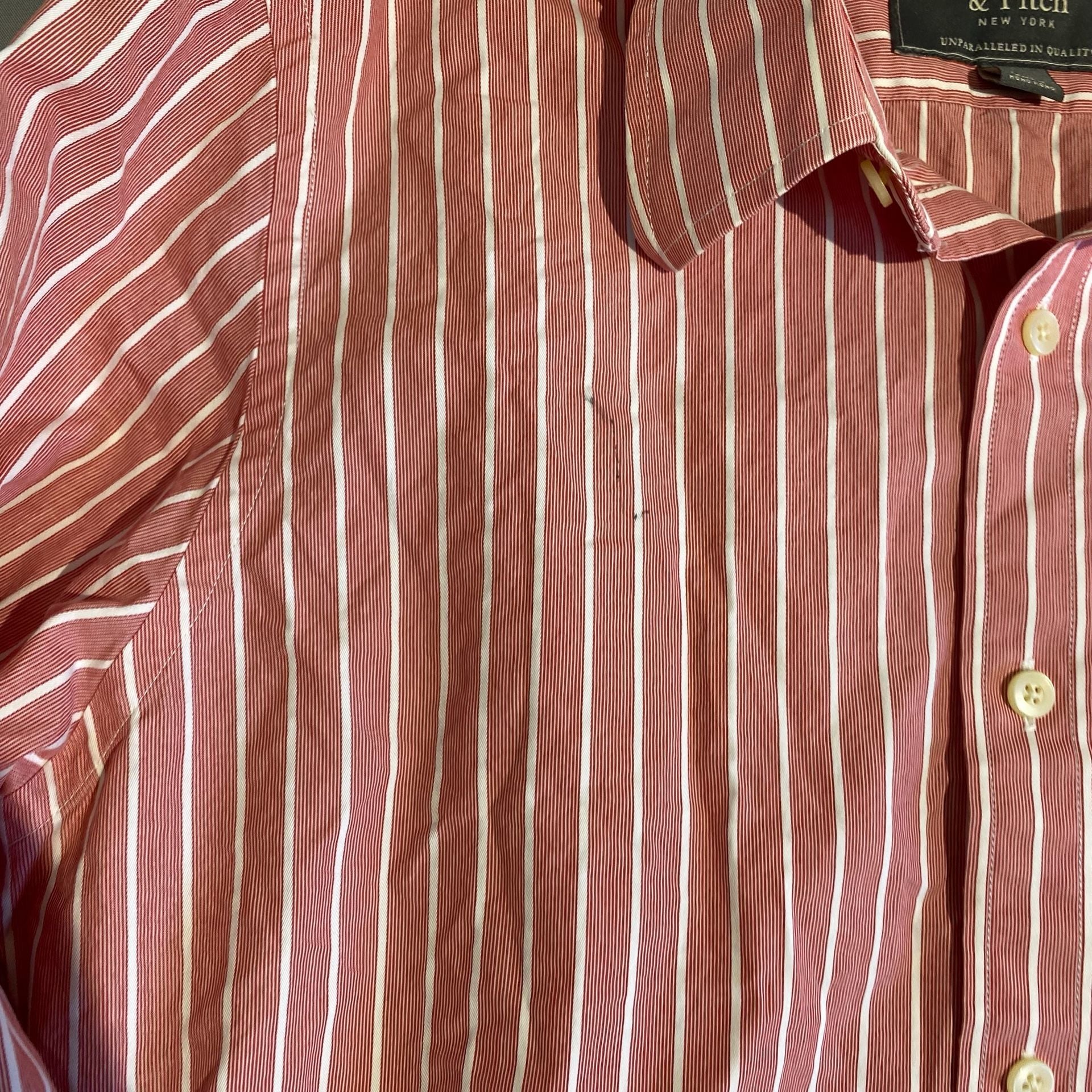 Abercrombie & Fitch Muscle Button Up Shirt Size L Red White Stripe 5