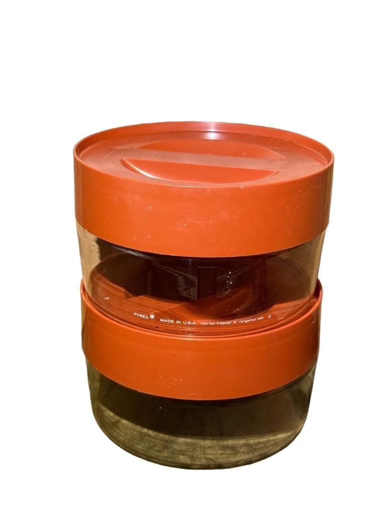 Vintage Pyrex Store-N-See Glass Canisters Set Rust Lids 2