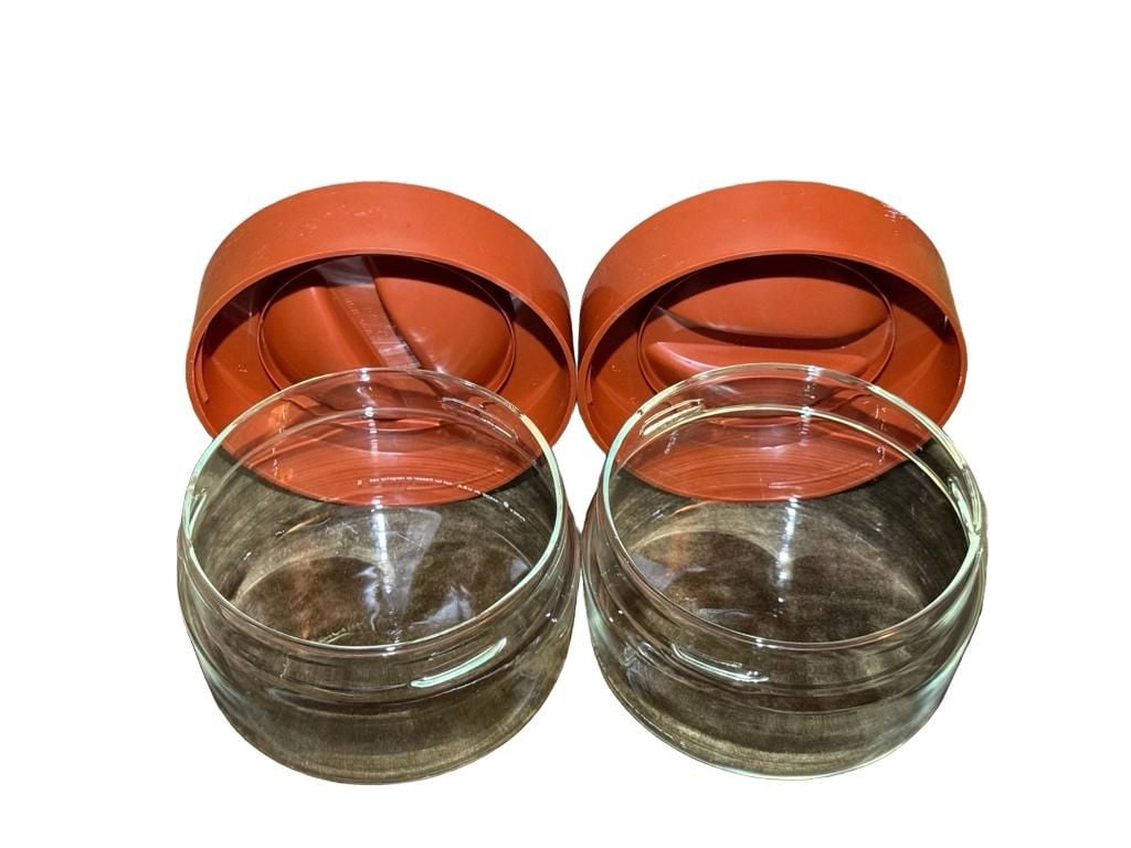 Vintage Pyrex Store-N-See Glass Canisters Set Rust Lids 3