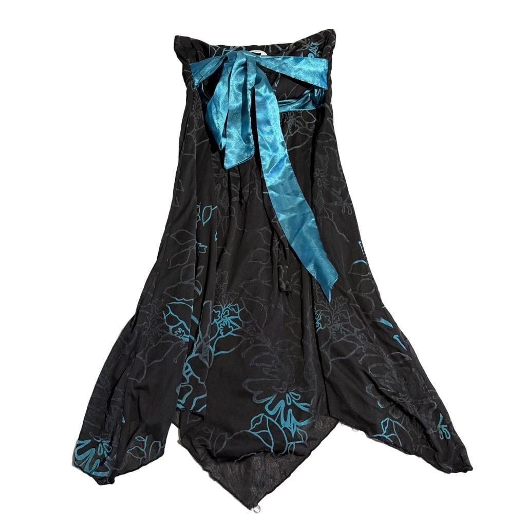 Speechless Dress Size M Black Blue Floral Tube Midi 2