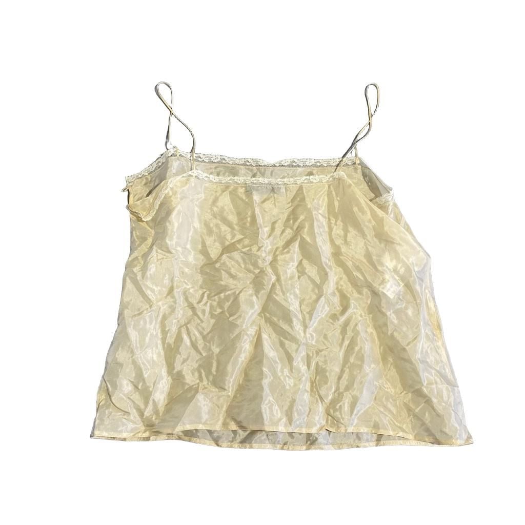 Prada Camisole Size 46 Yellow Silk Lace Trim Tank Top Cami 2